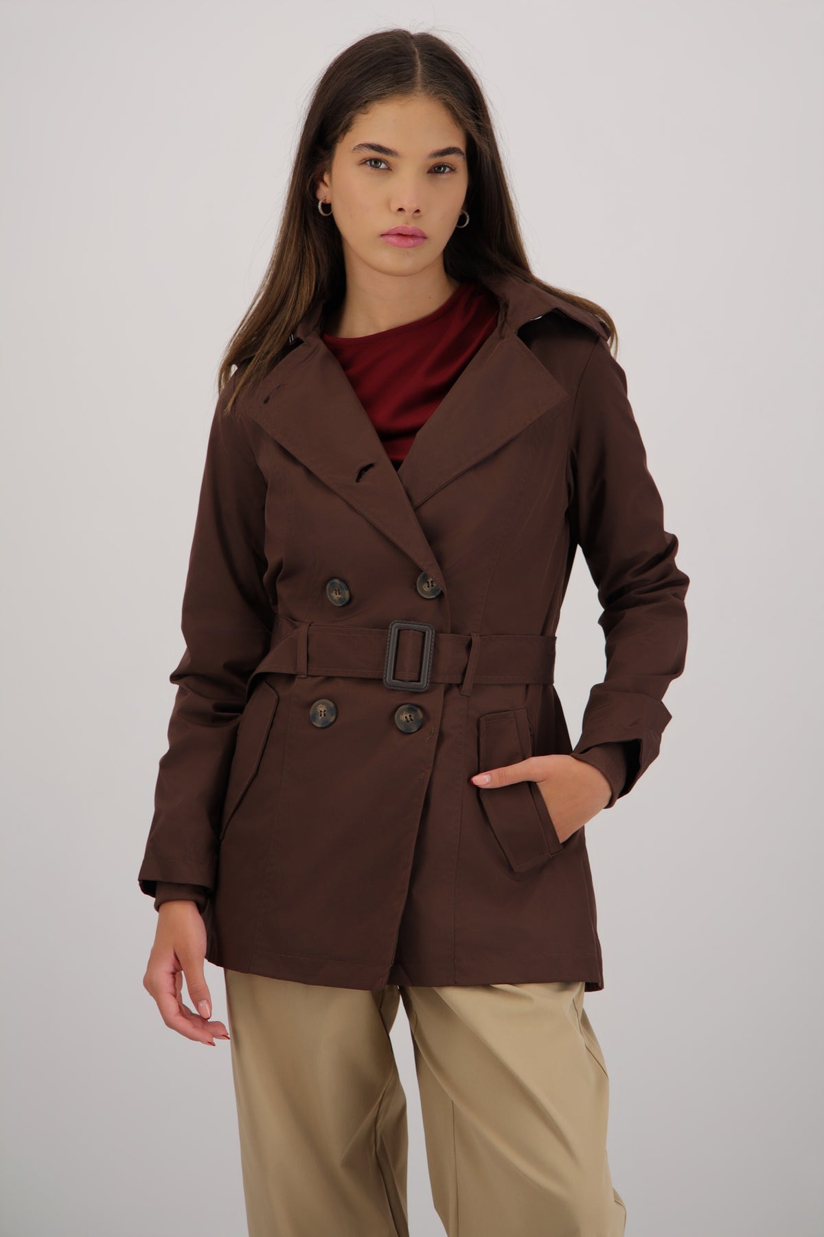 Gabardina con gorro CHOCOLATE