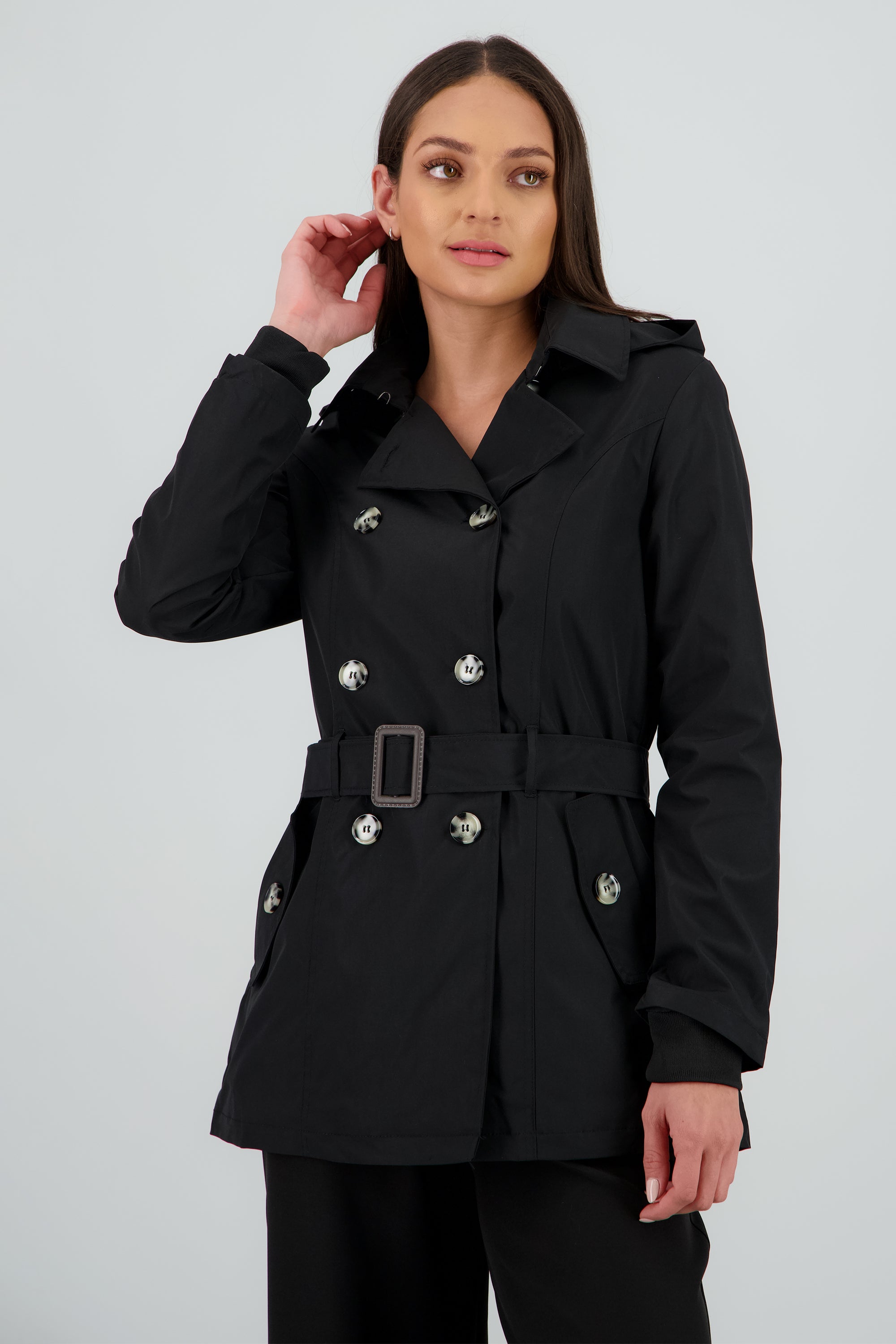 Gabardina con gorro NEGRO