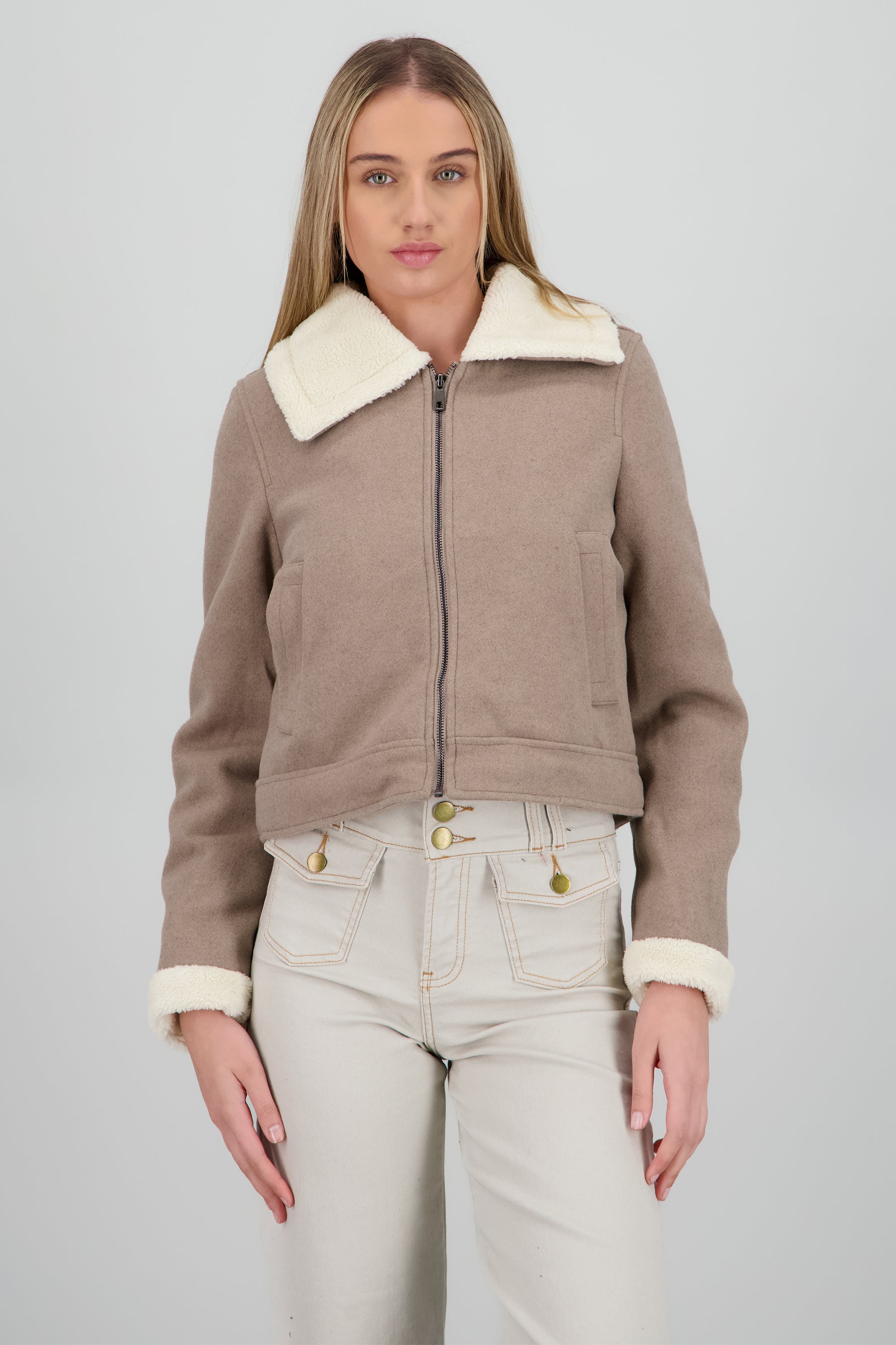 Chamarra suede peluche CAFE