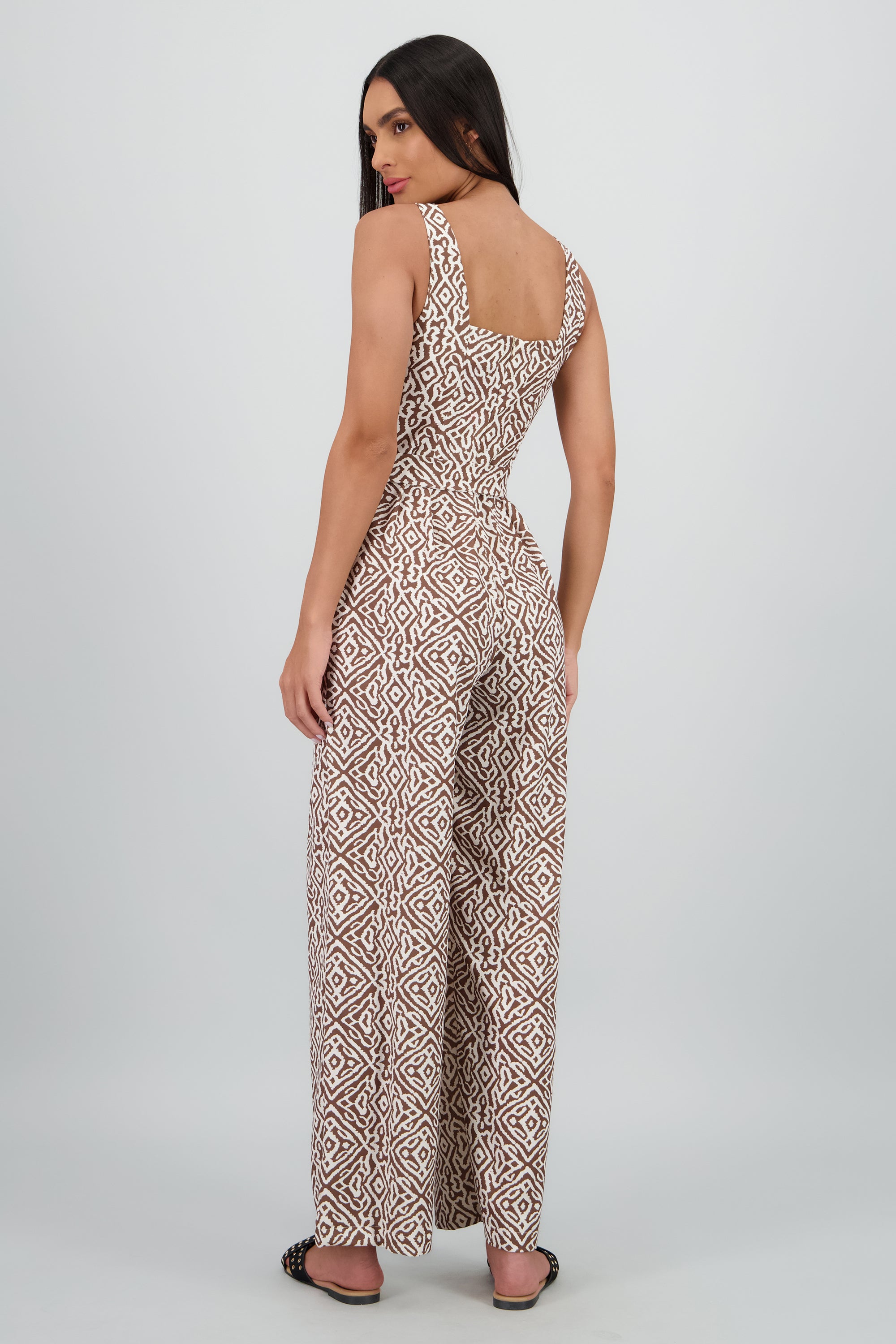 Jumpsuit tirantes gruesos escote cuadrado BEIGE
