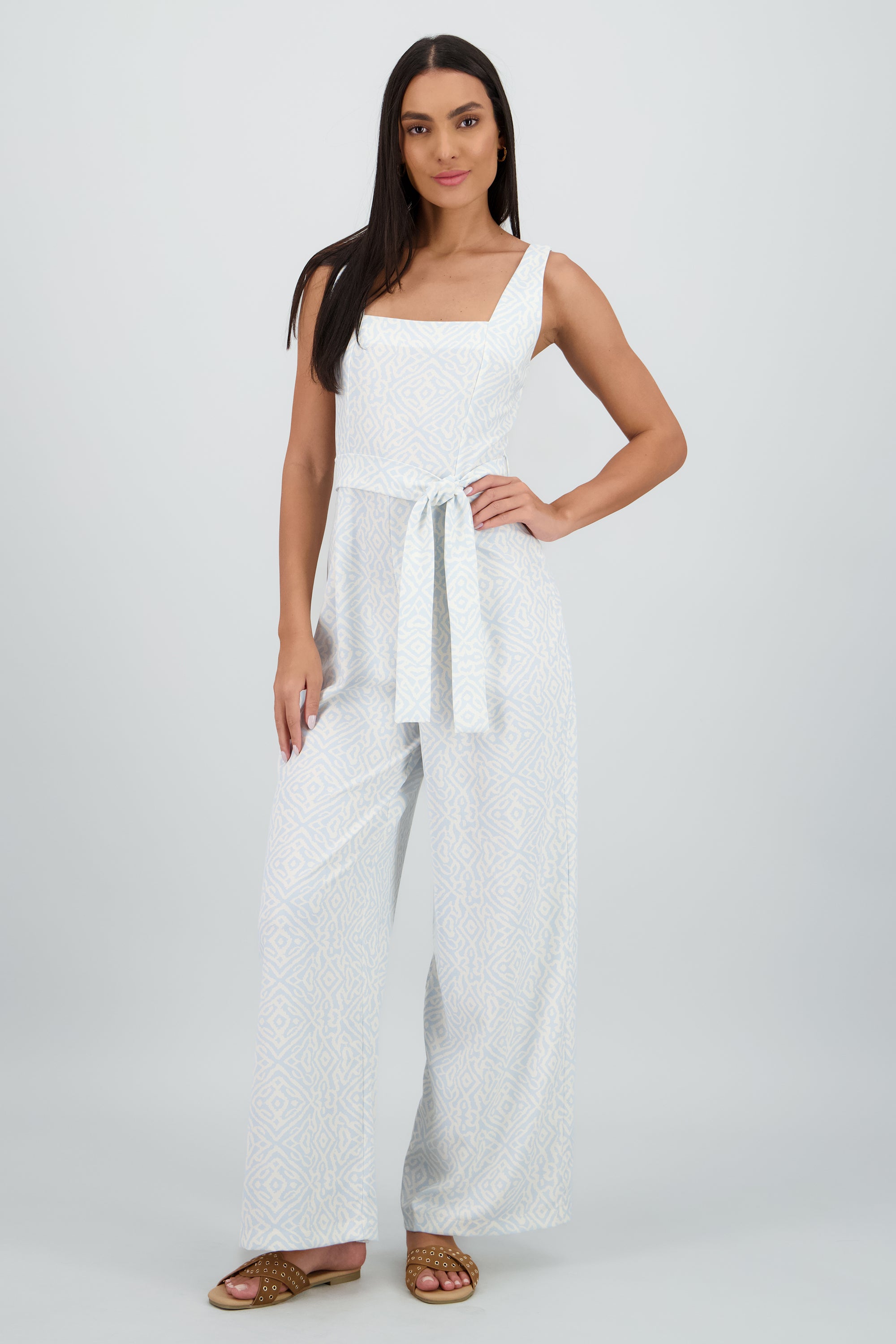 Jumpsuit tirantes gruesos escote cuadrado AZUL COMBO