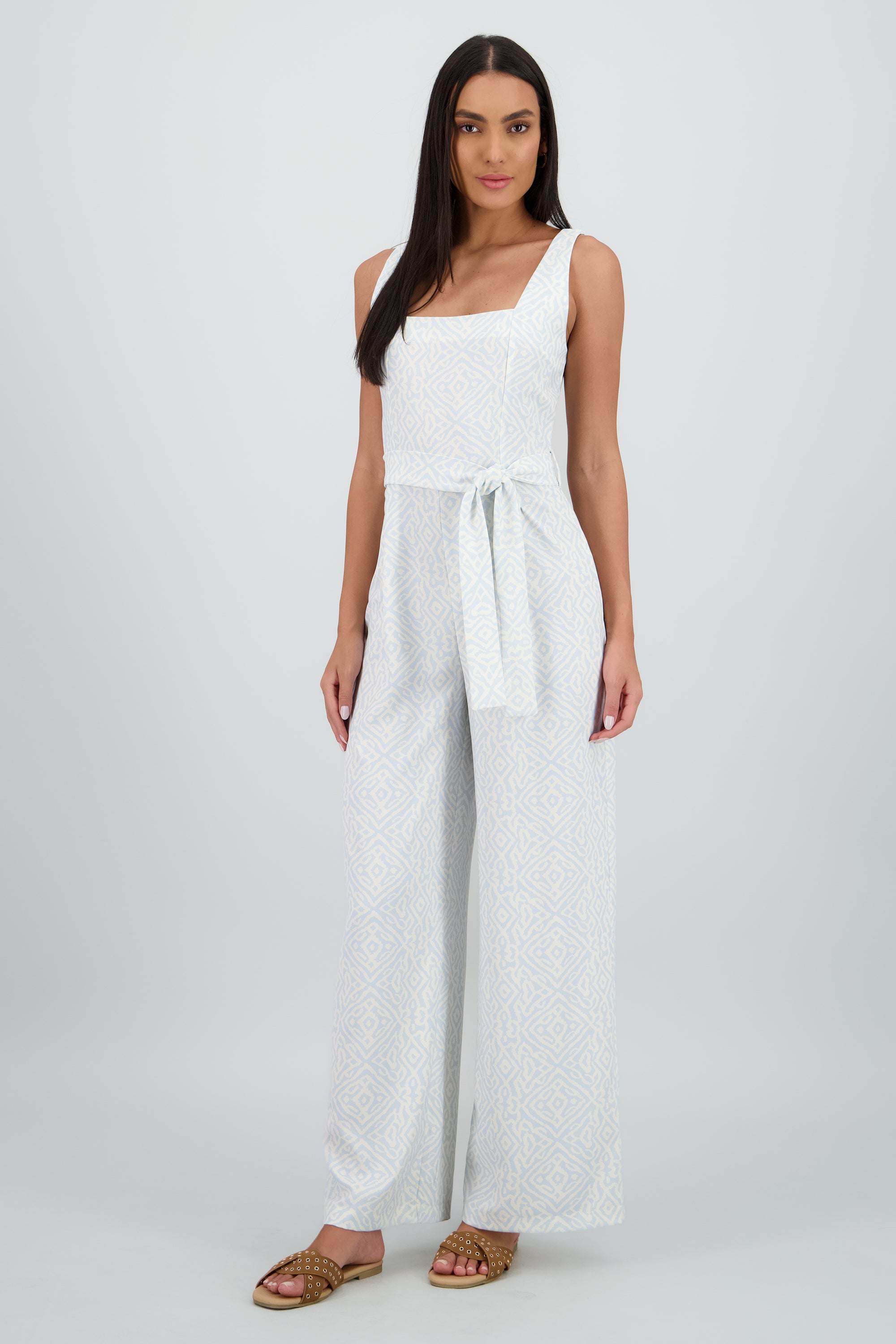 Jumpsuit tirantes gruesos escote cuadrado AZUL COMBO