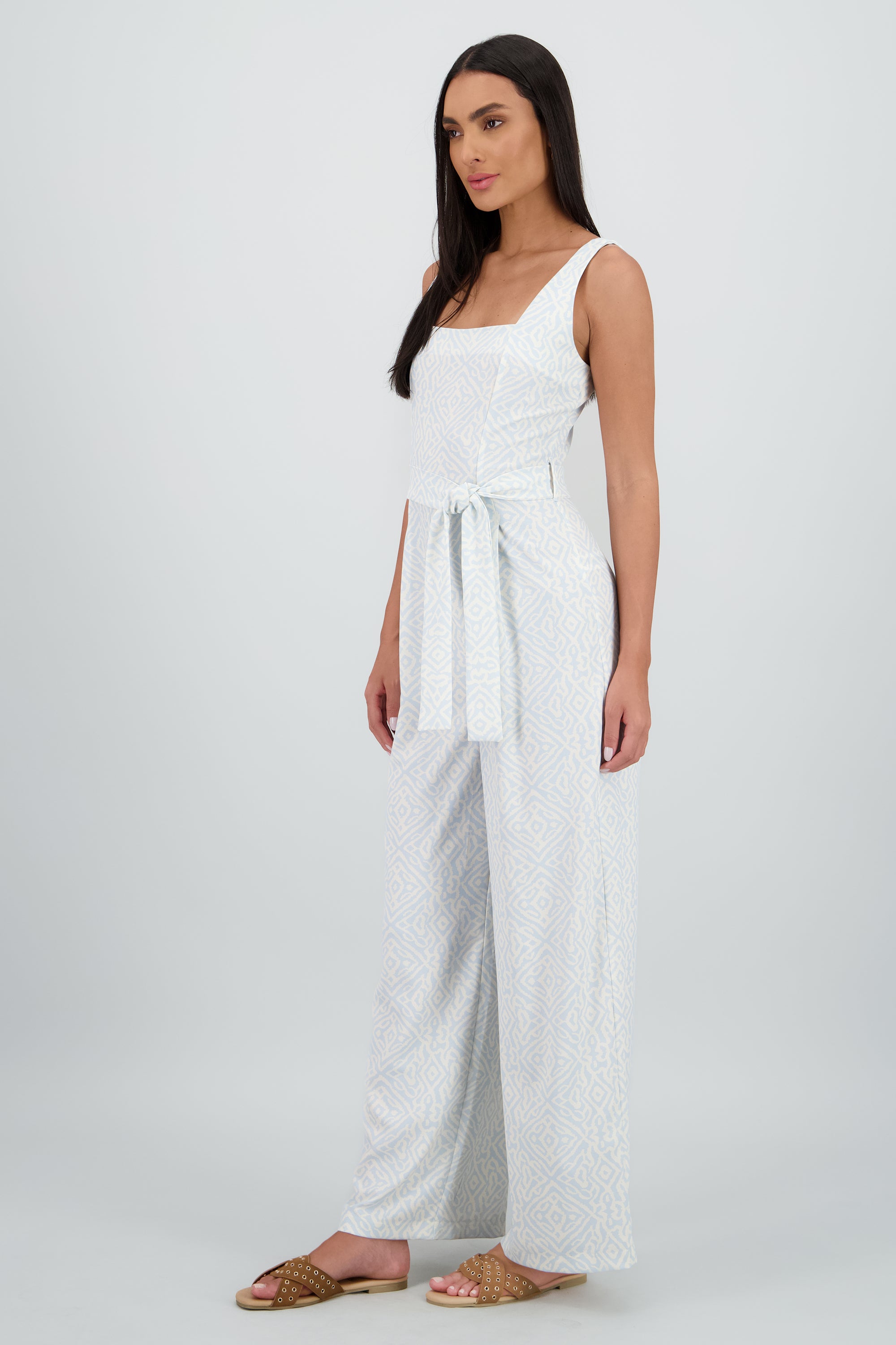 Jumpsuit tirantes gruesos escote cuadrado AZUL COMBO