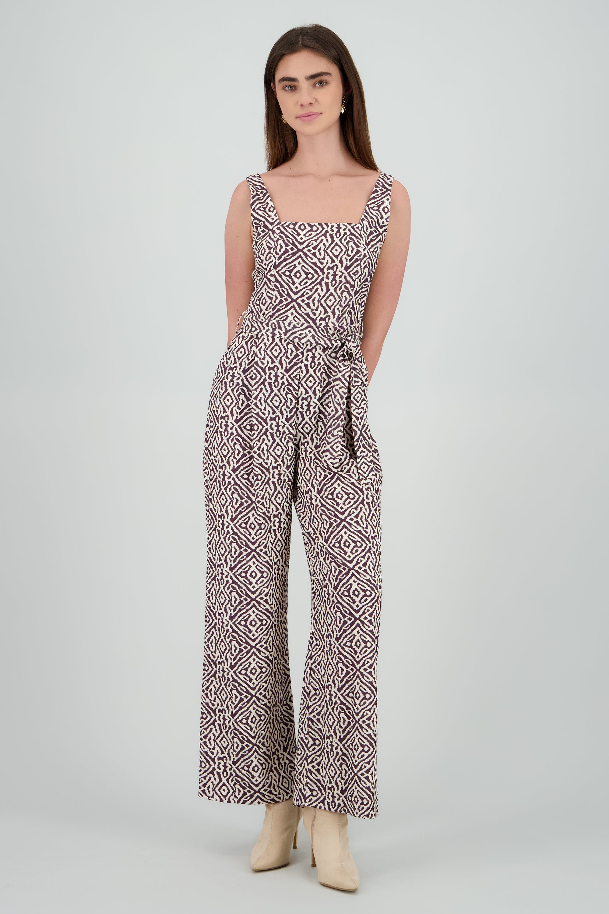 Jumpsuit tirantes gruesos escote cuadrado CIRUELA