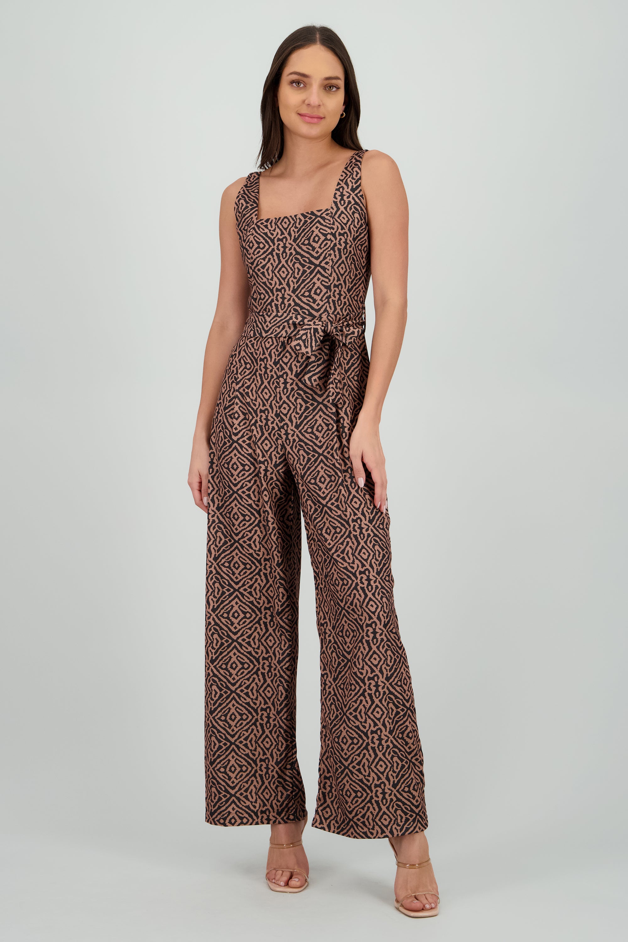Jumpsuit tirantes gruesos escote cuadrado CAFE COMBO