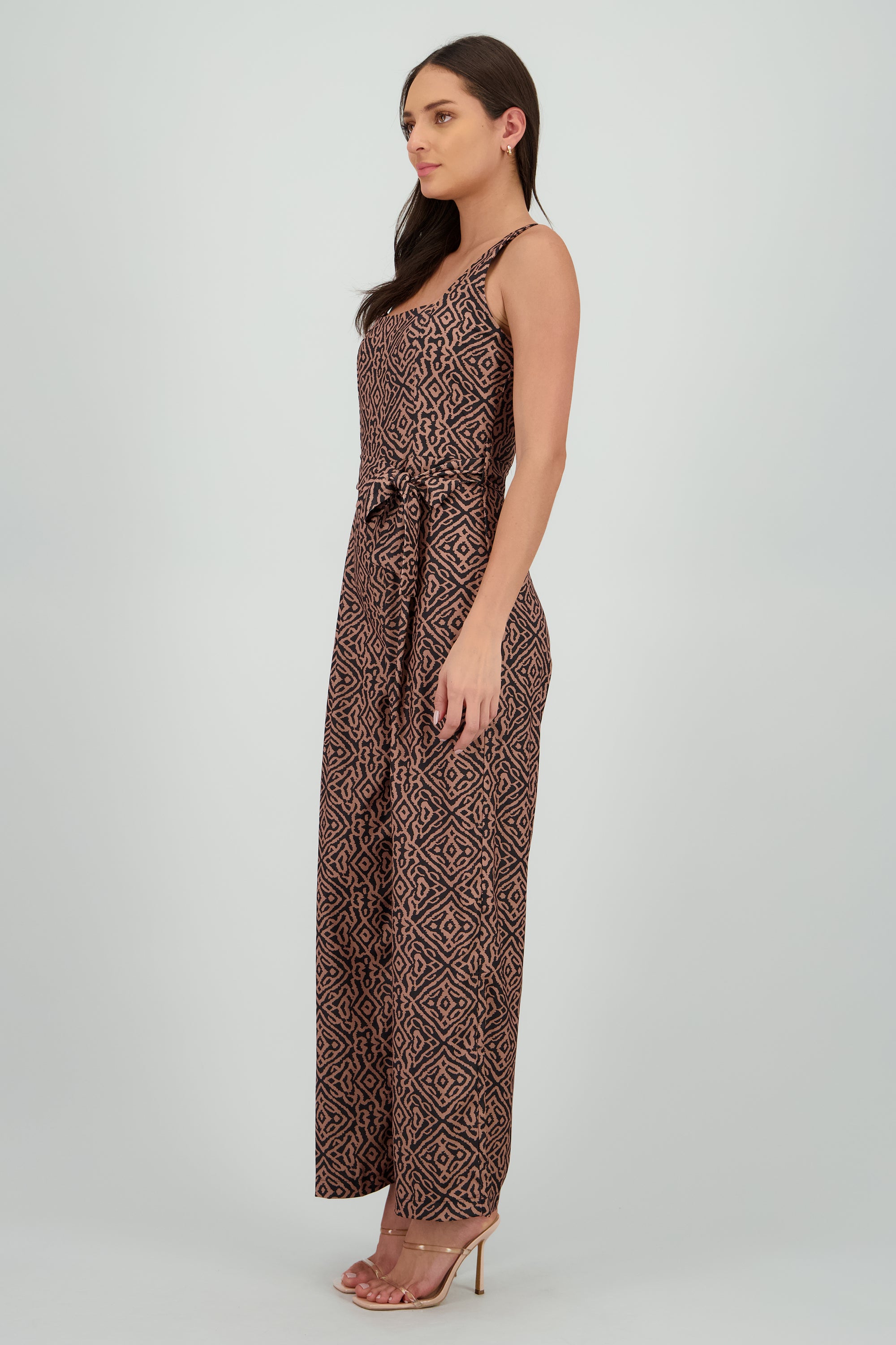 Jumpsuit tirantes gruesos escote cuadrado CAFE COMBO