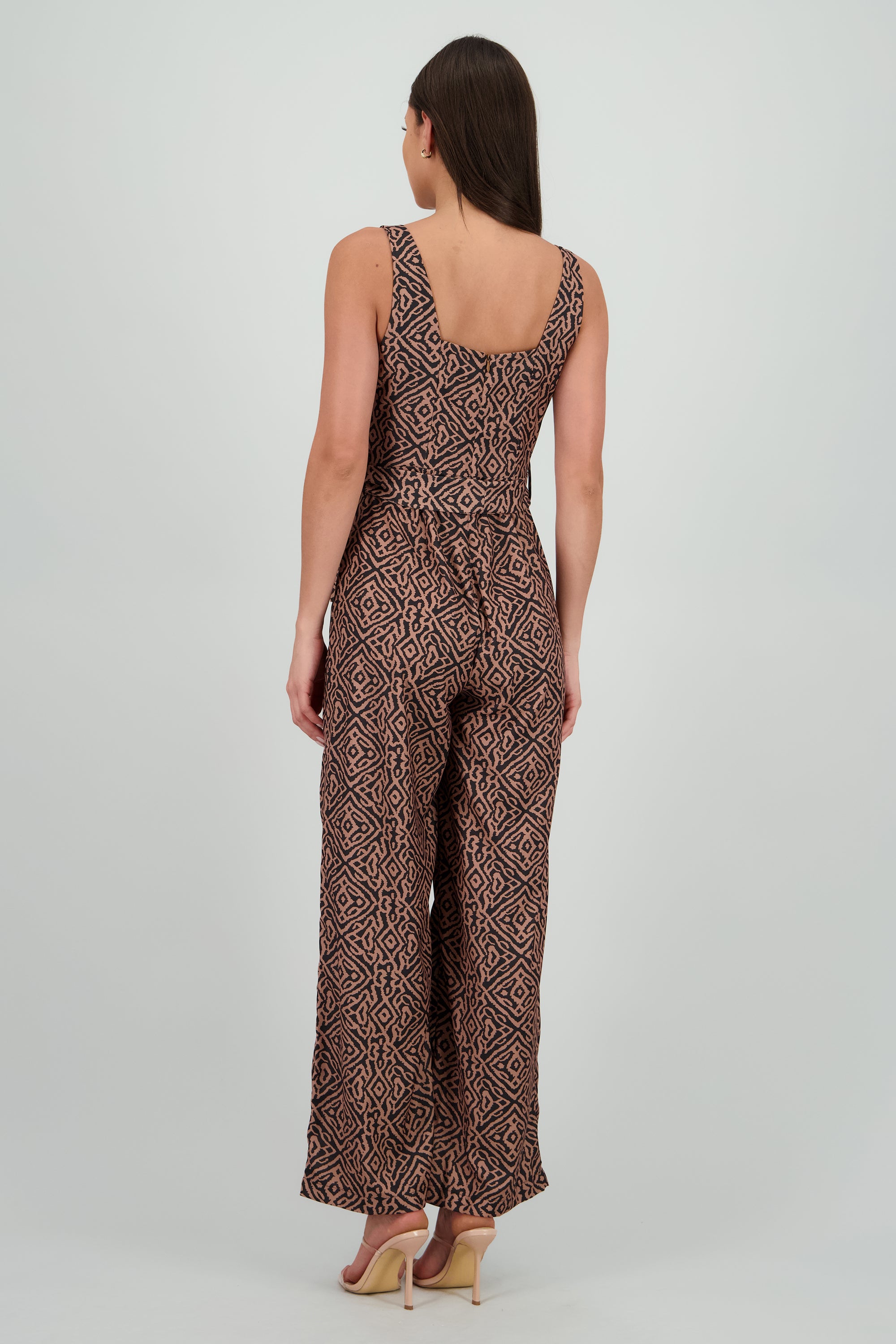 Jumpsuit tirantes gruesos escote cuadrado CAFE COMBO