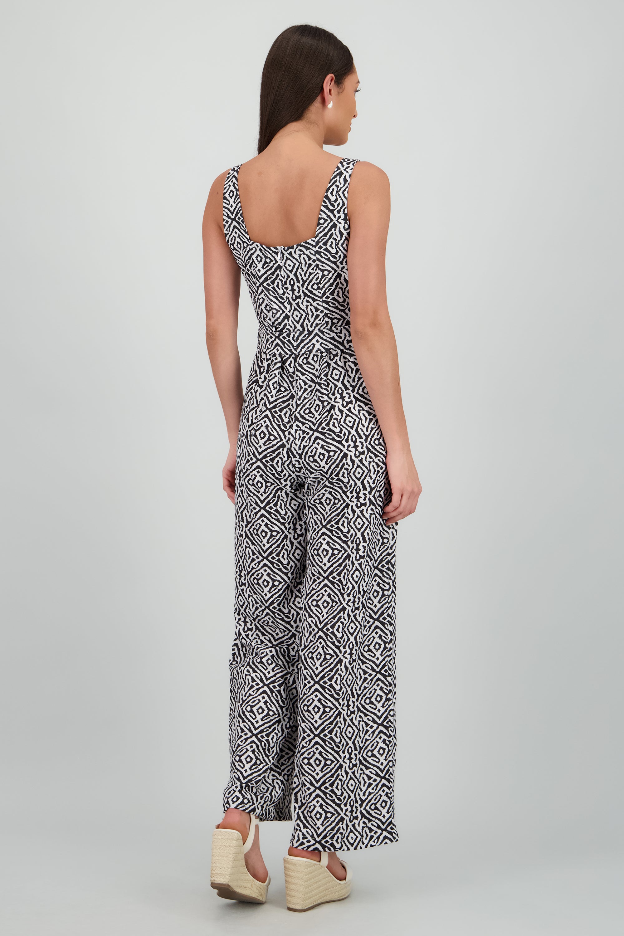 Jumpsuit tirantes gruesos escote cuadrado NEGRO COMBO
