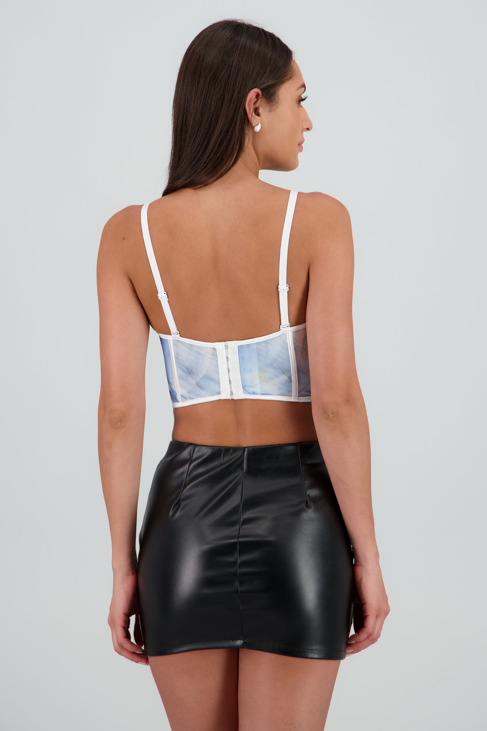 Corset copas estampado marmol AZUL COMBO