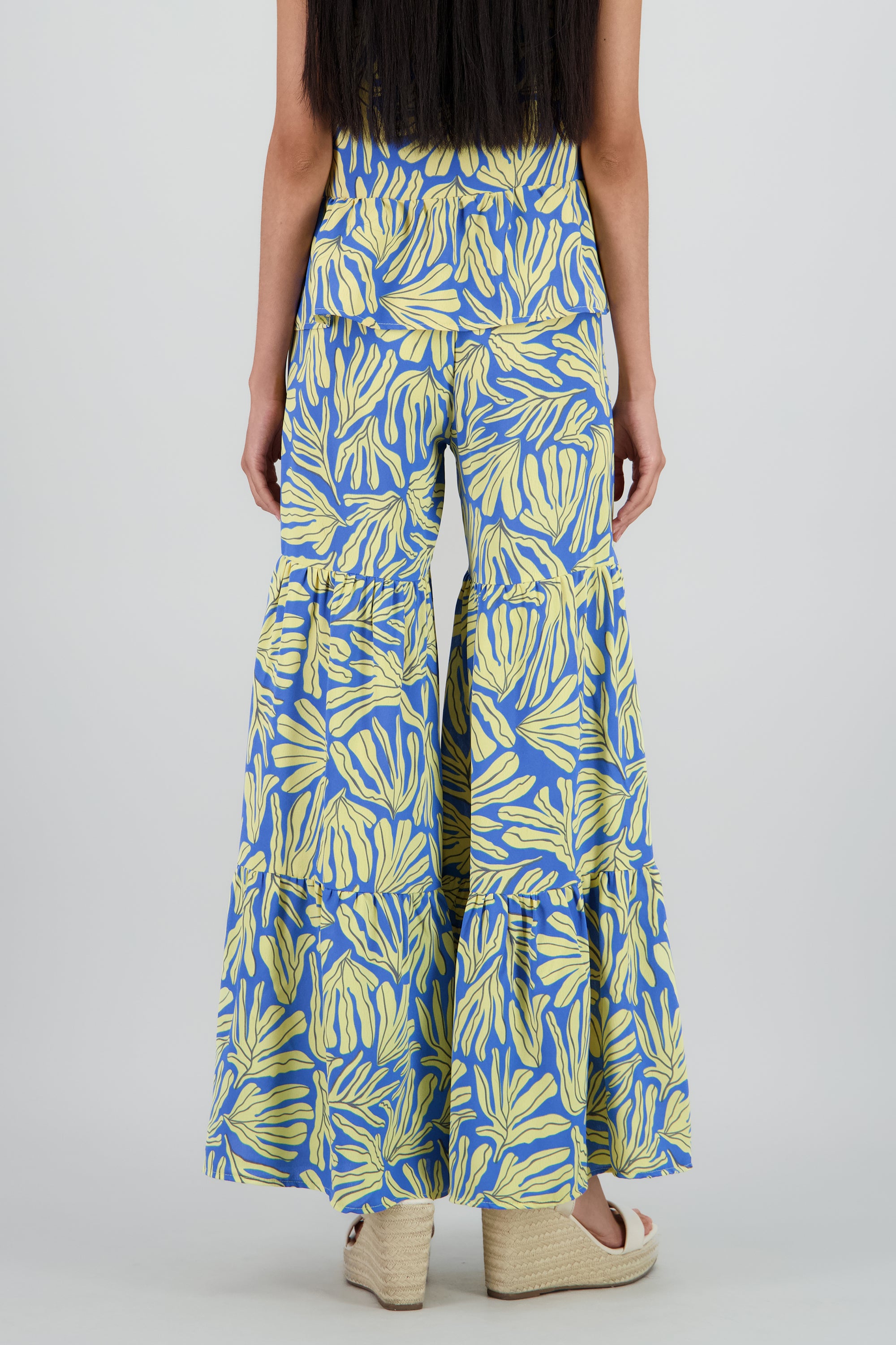 Pantalon amplio cortes estampado AZUL COMBO