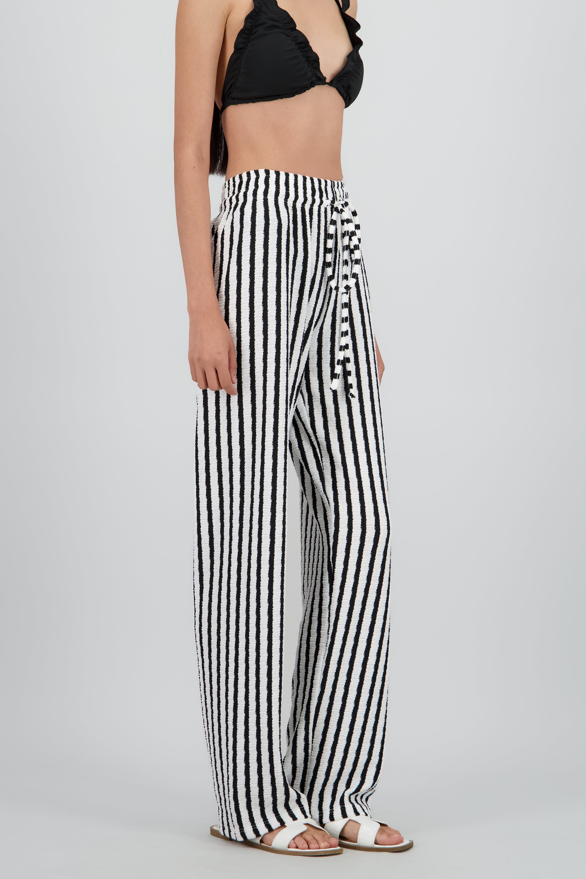 Pantalon jareta lineas textura BLANCO COMBO