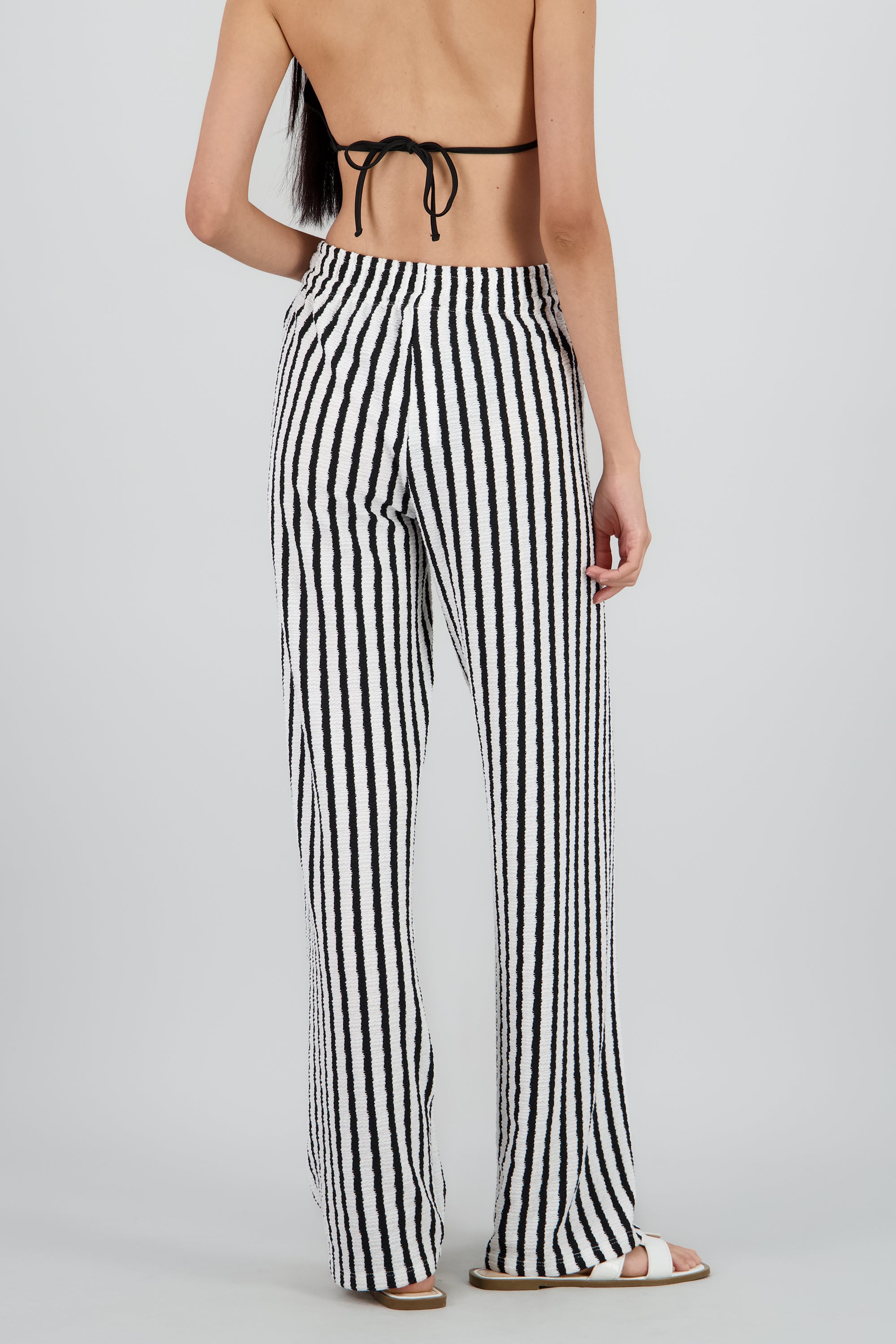 Pantalon jareta lineas textura BLANCO COMBO
