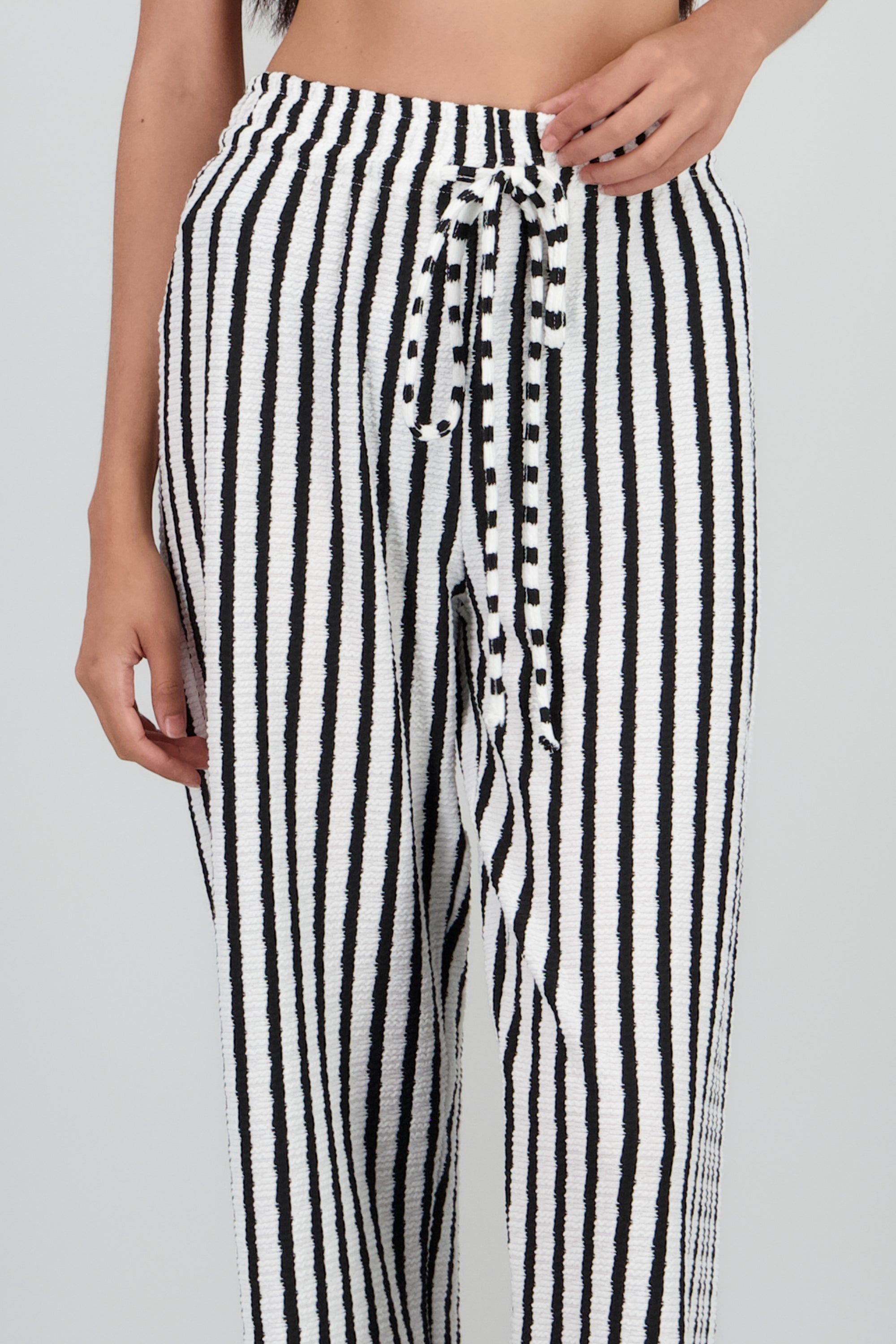 Pantalon jareta lineas textura BLANCO COMBO