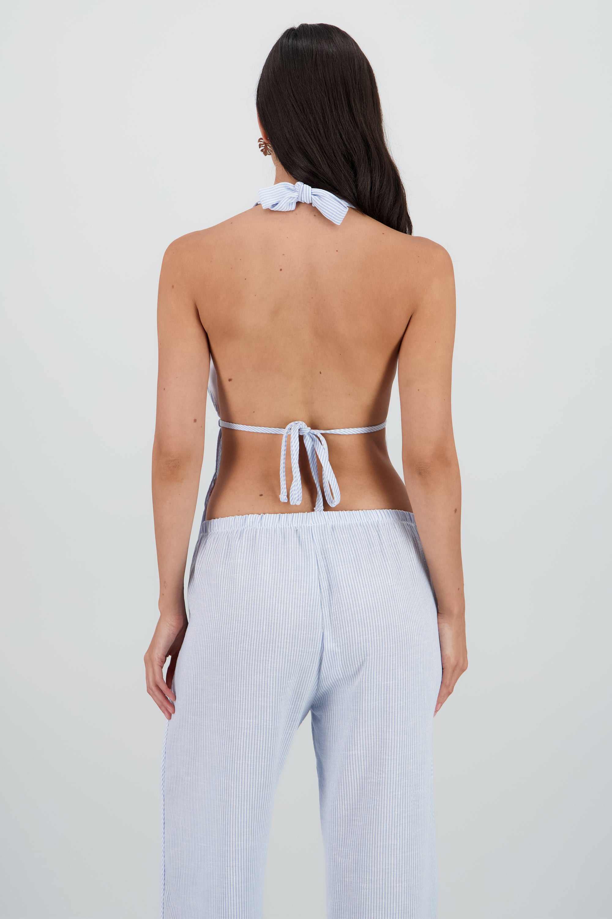 Top amarre espalda descubierta rayas AZUL COMBO