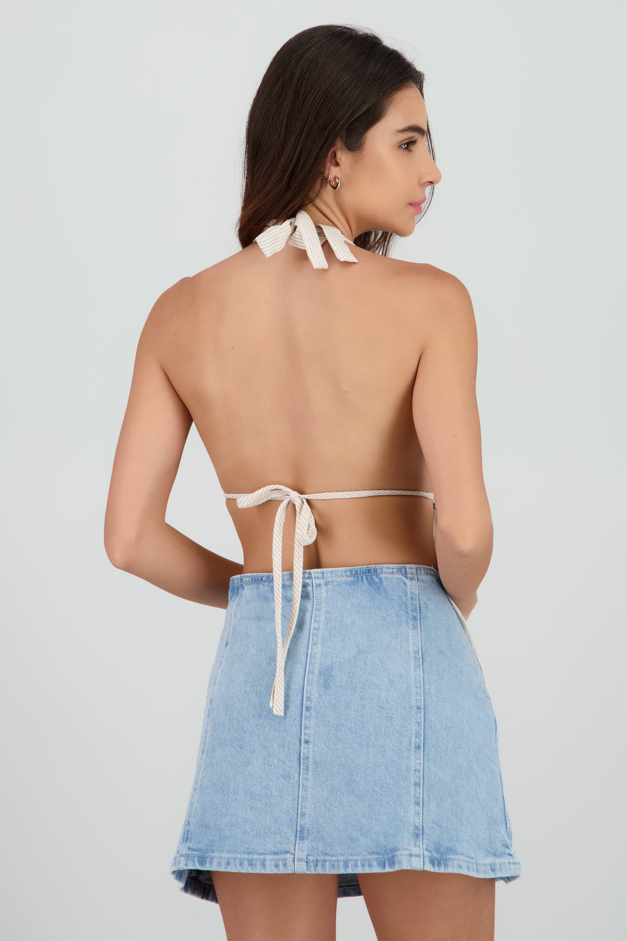 Top amarre espalda descubierta rayas HUESO COMBO