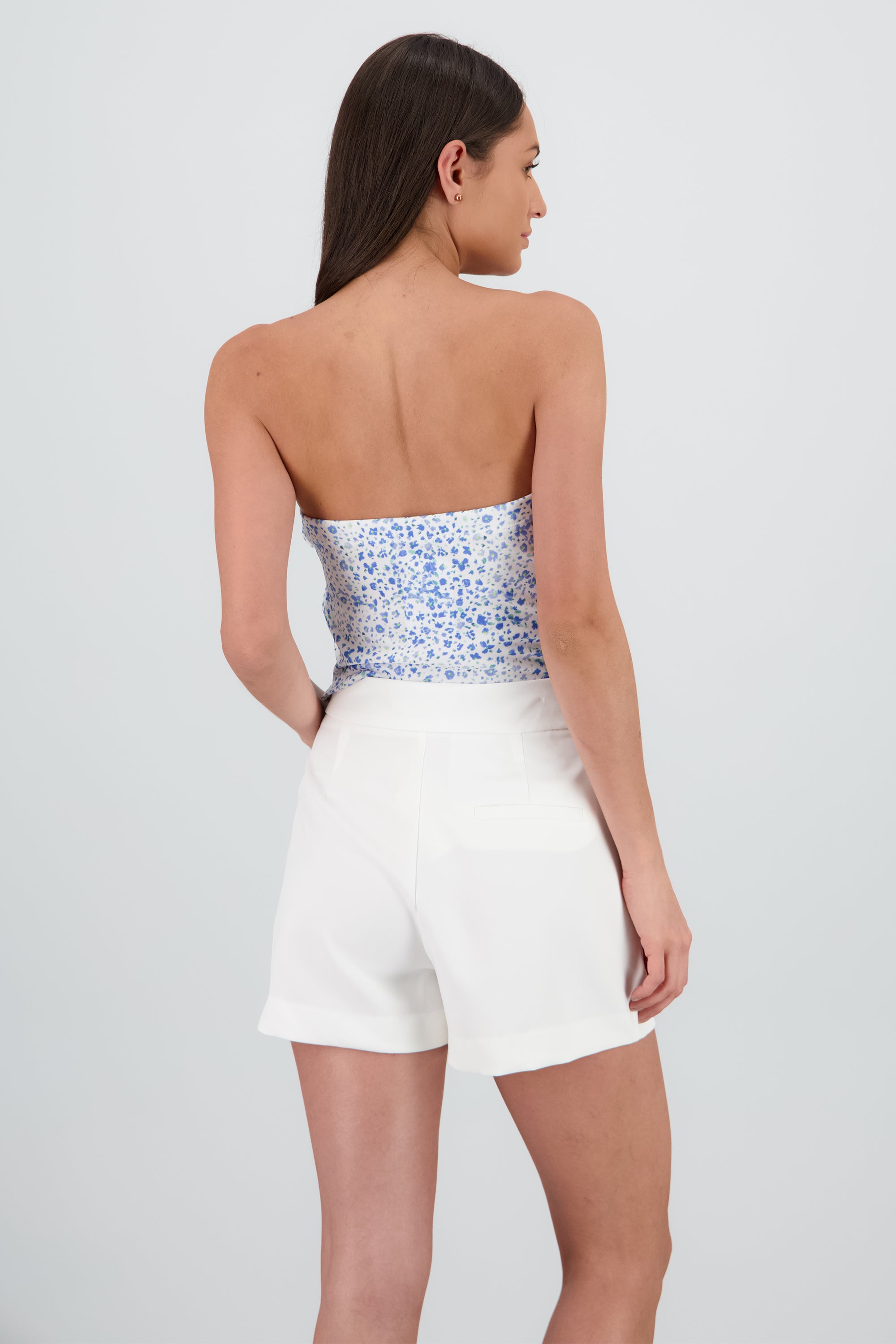 Top flores mini moños AZUL COMBO