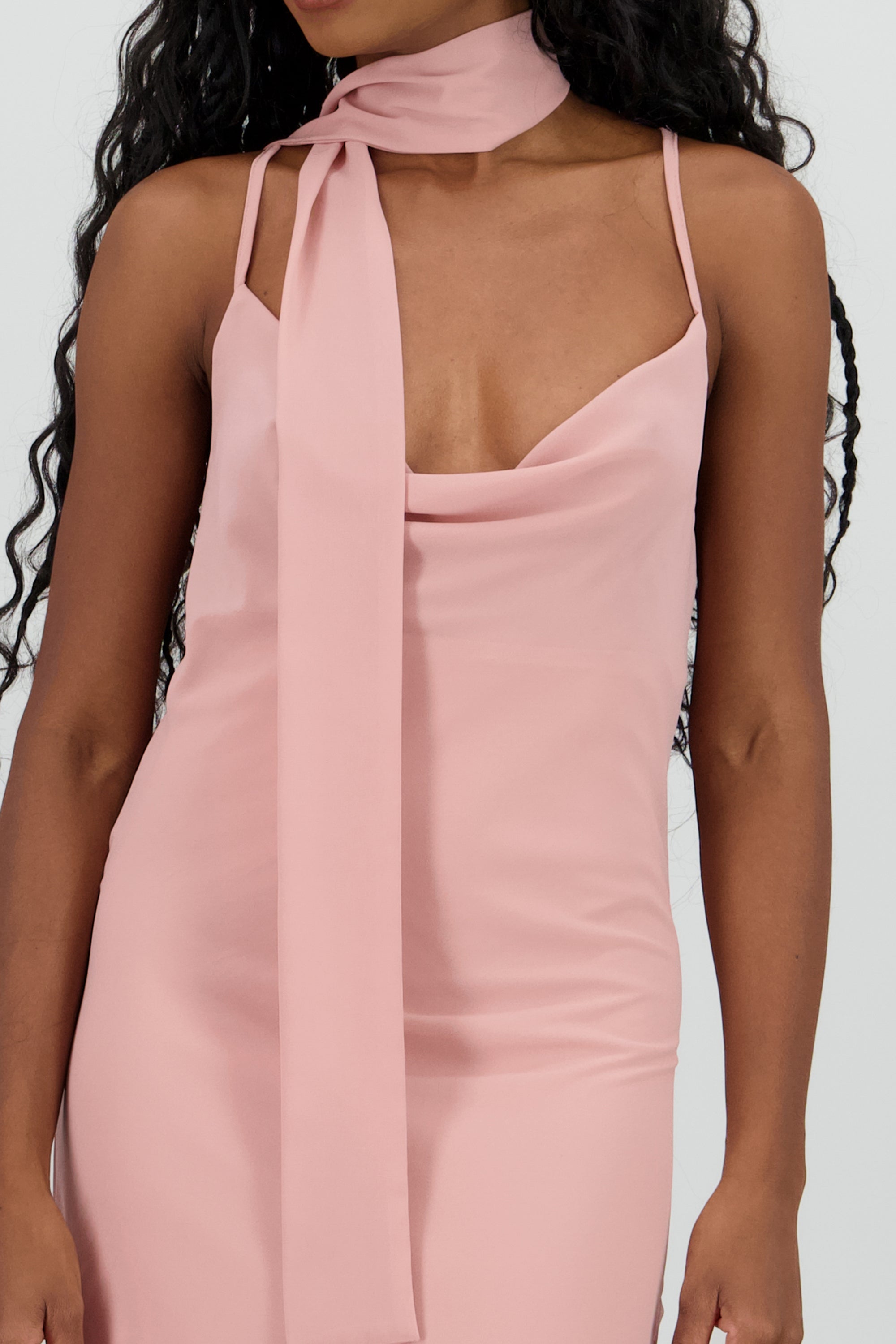 Vestido maxi gaza con bufanda MALVA