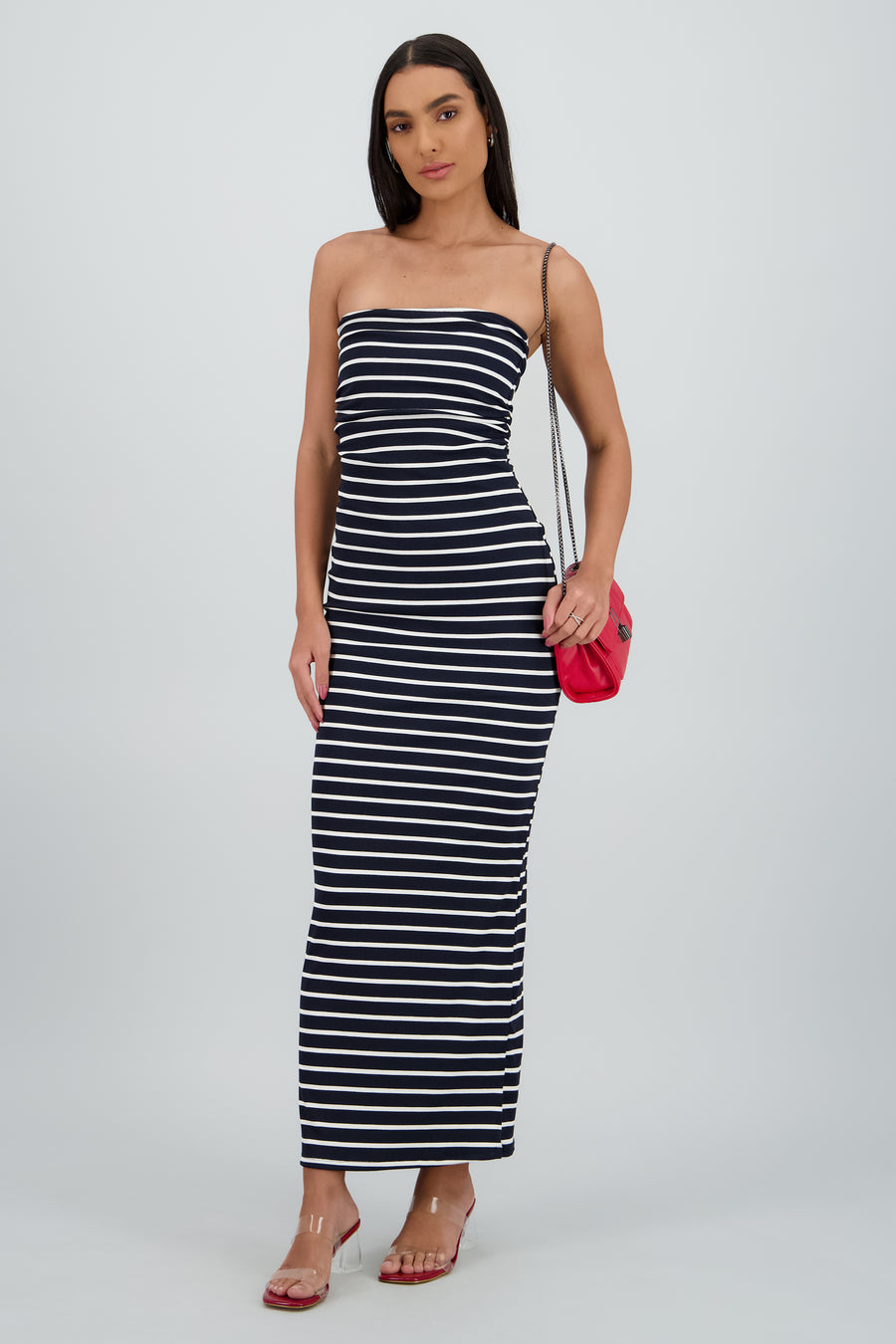 Vestido maxi plisado rayas