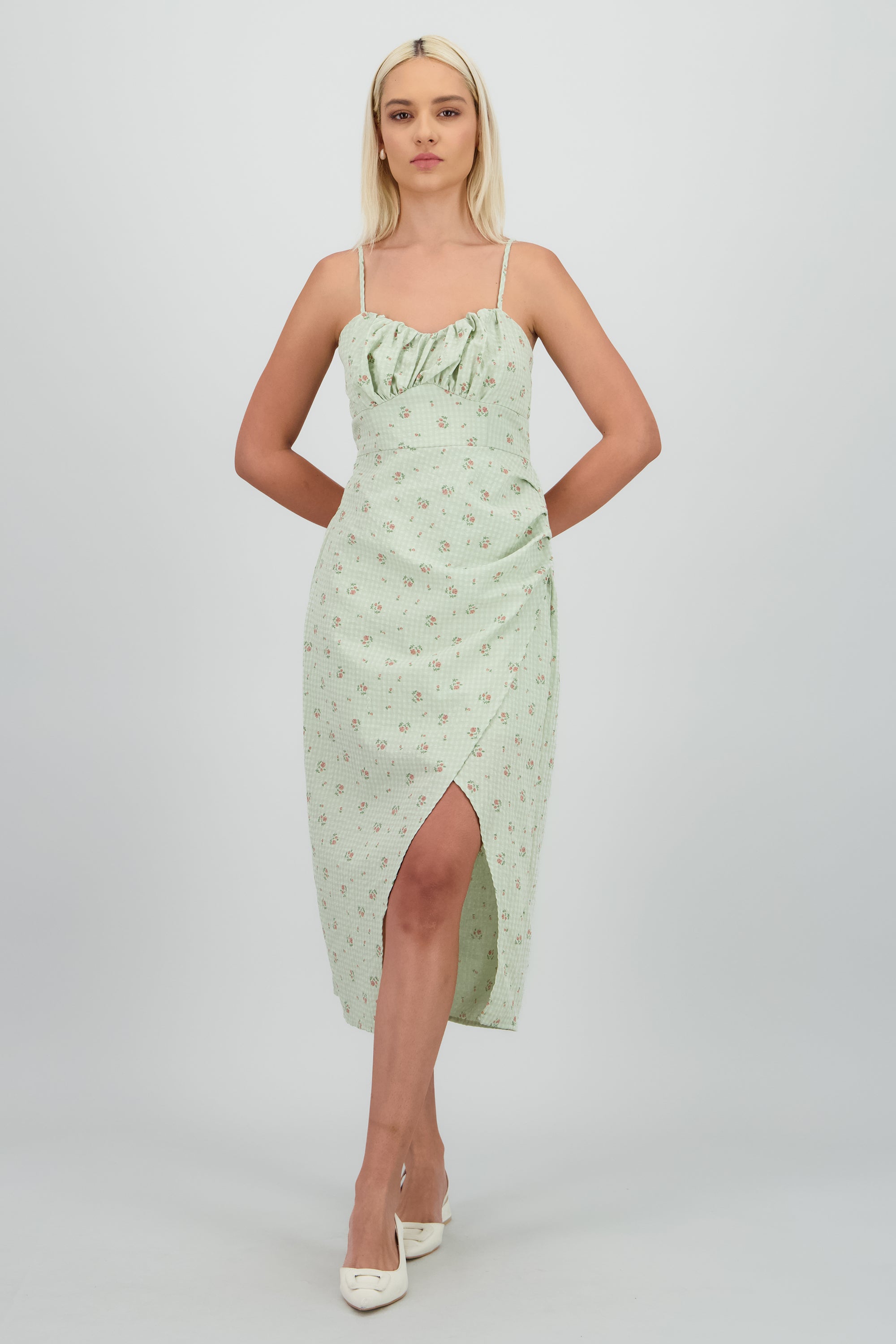Vestido maxi flores en lino MENTA