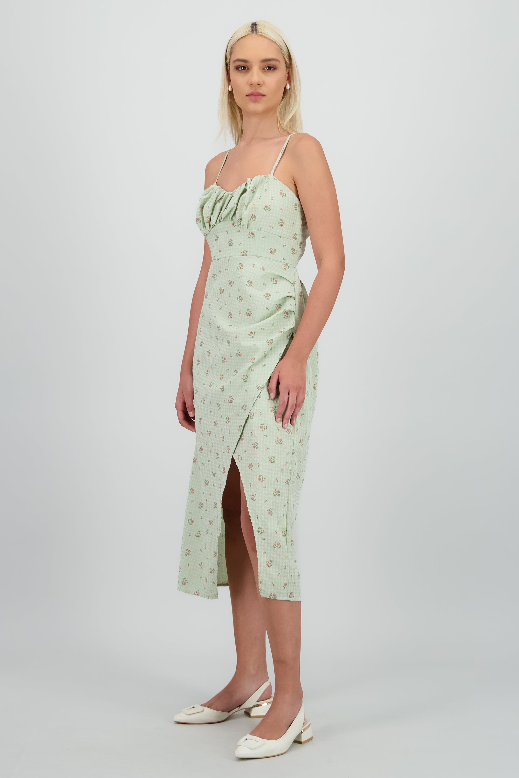 Vestido maxi flores en lino MENTA