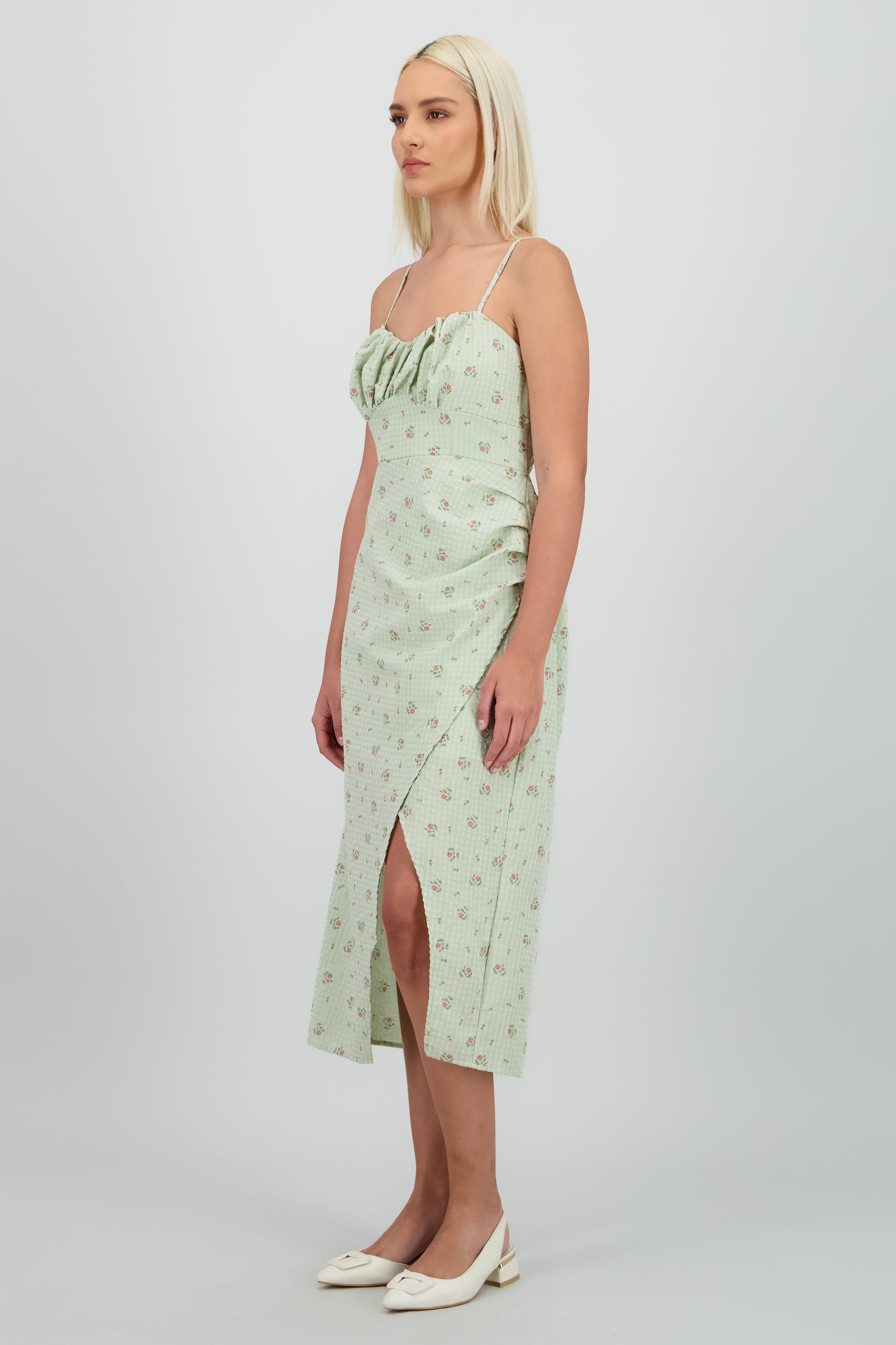 Vestido maxi flores en lino MENTA
