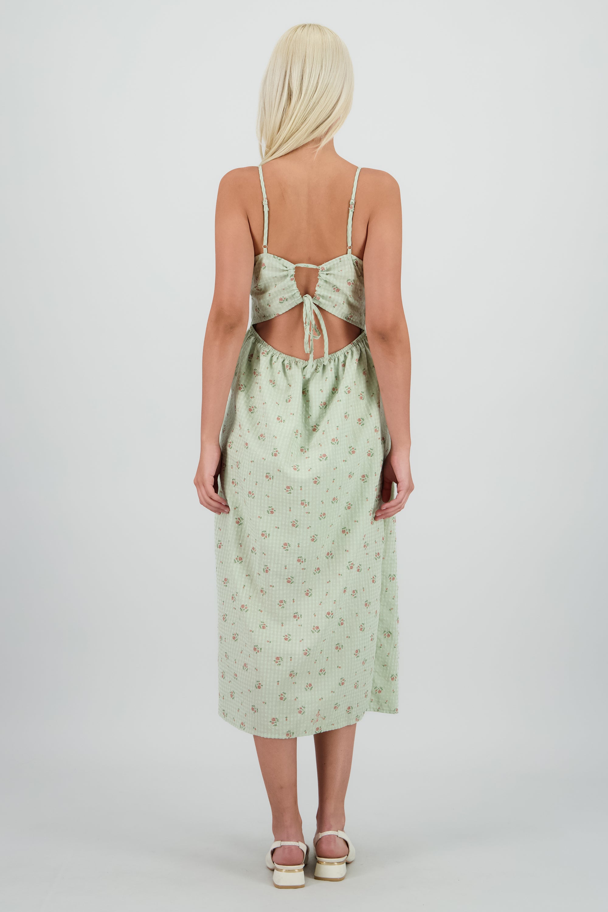 Vestido maxi flores en lino MENTA