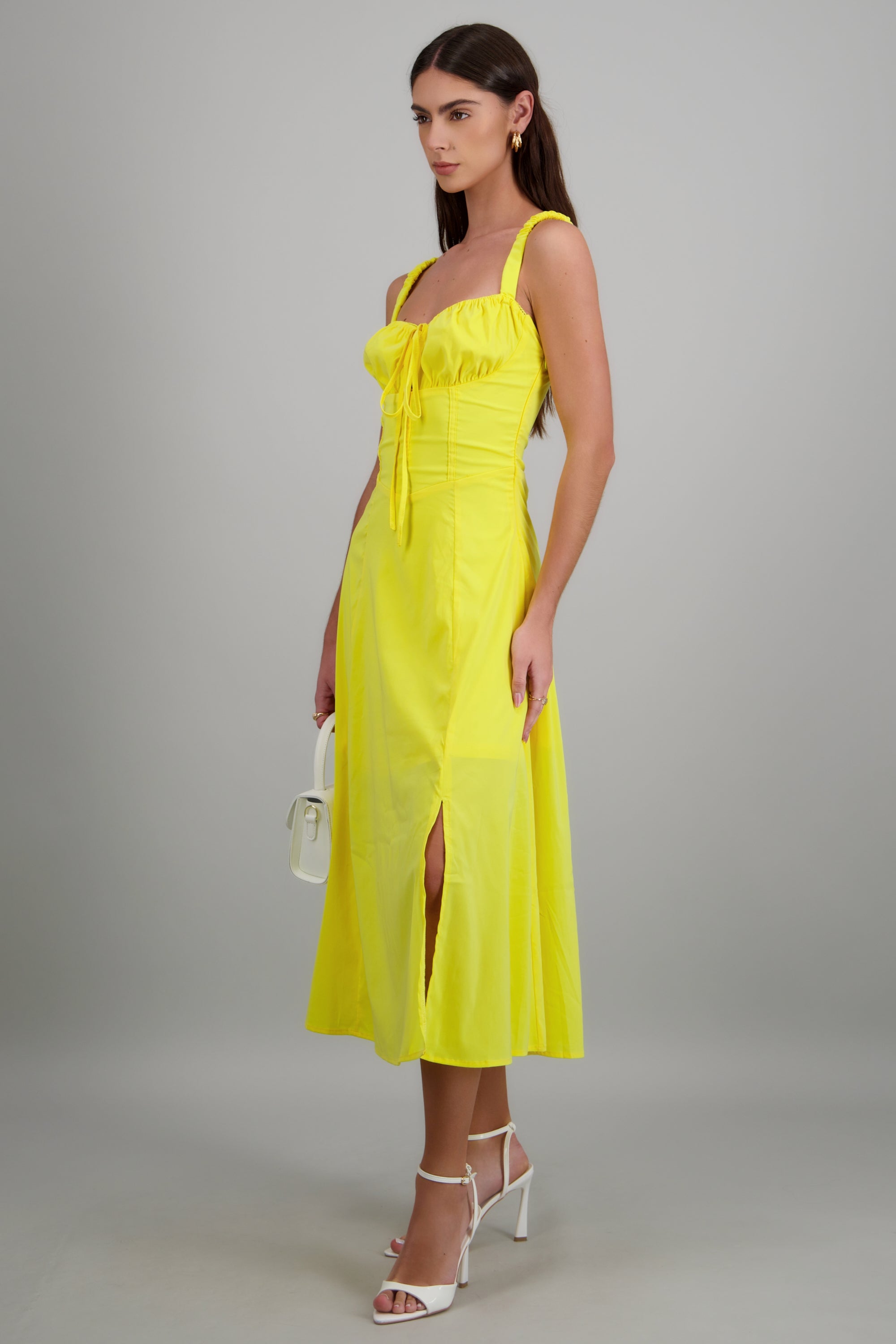 Vestido liso maxi AMARILLO