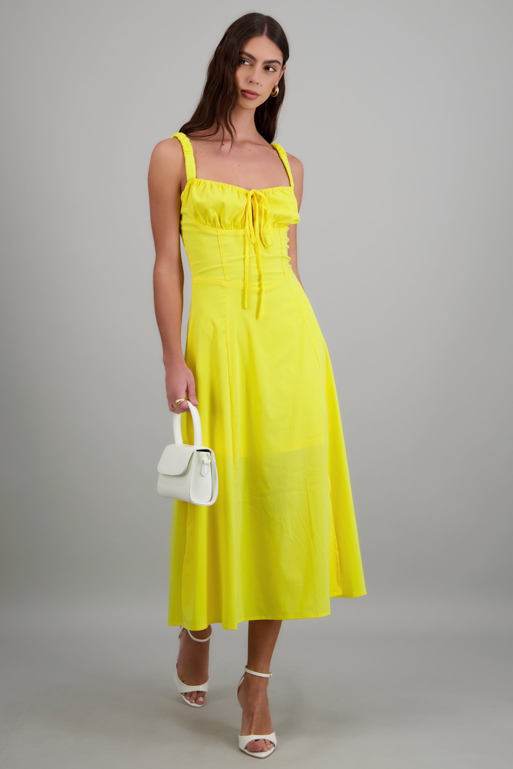 Vestido liso maxi AMARILLO