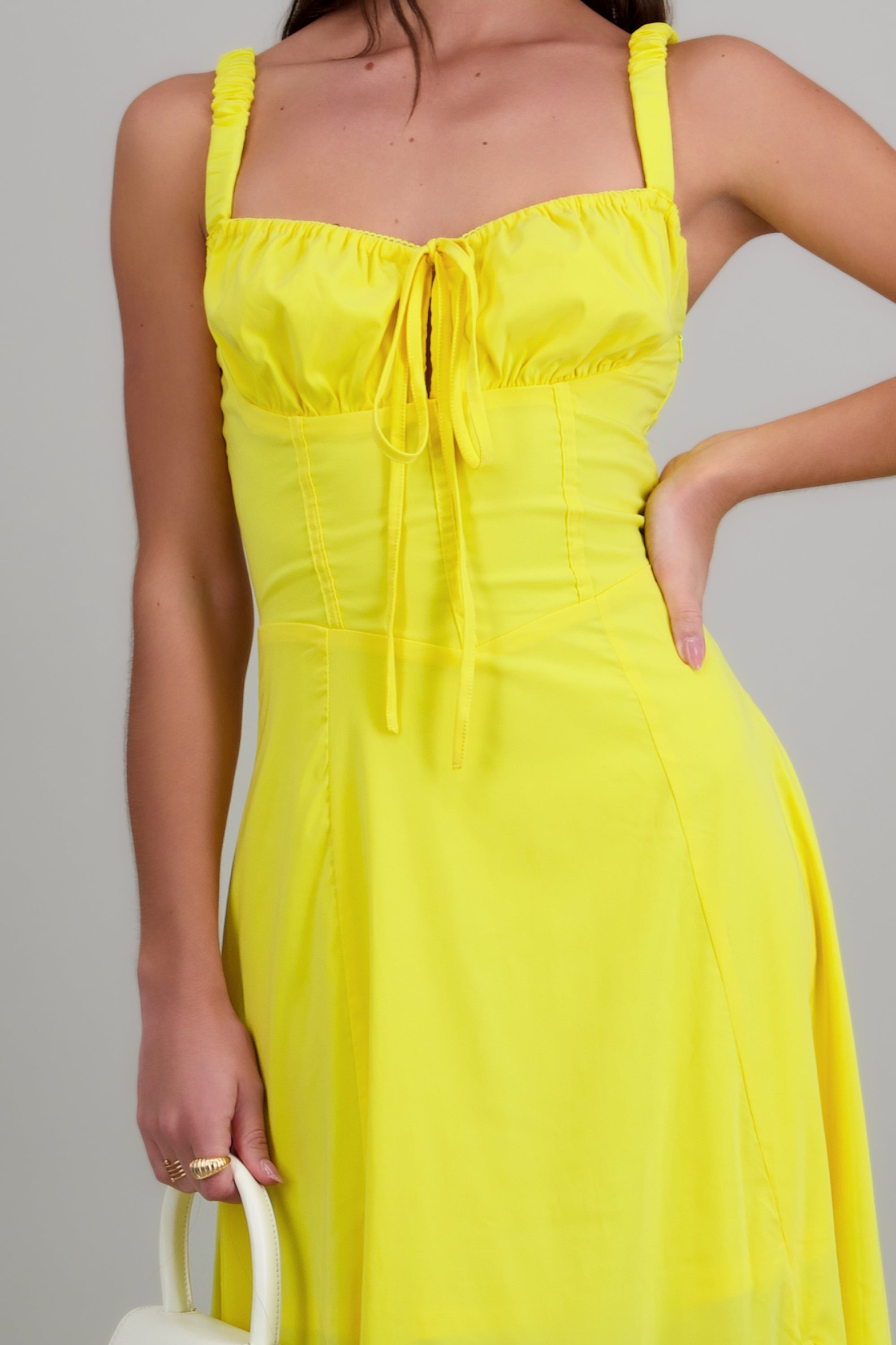 Vestido liso maxi AMARILLO