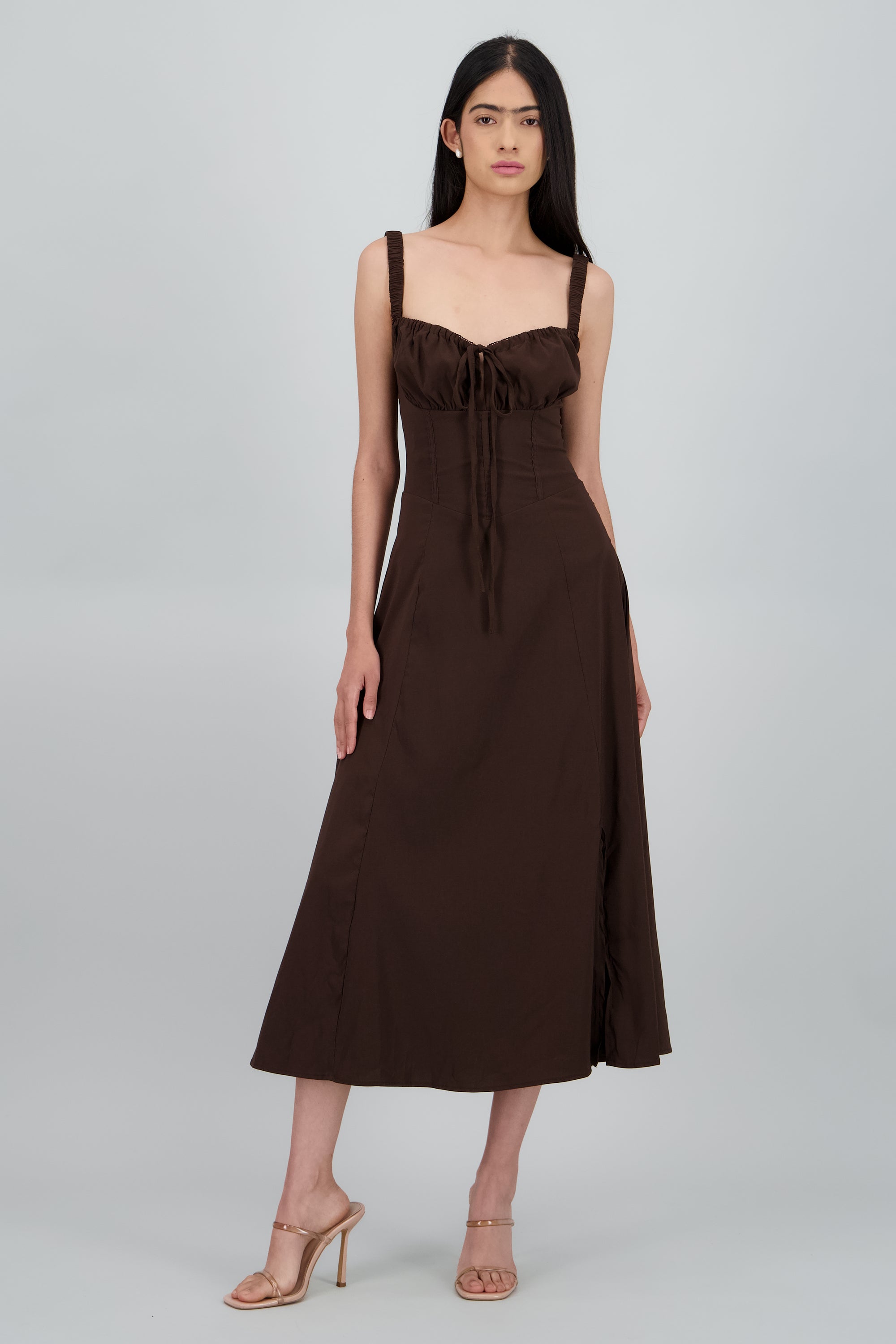 Vestido liso maxi CAFE