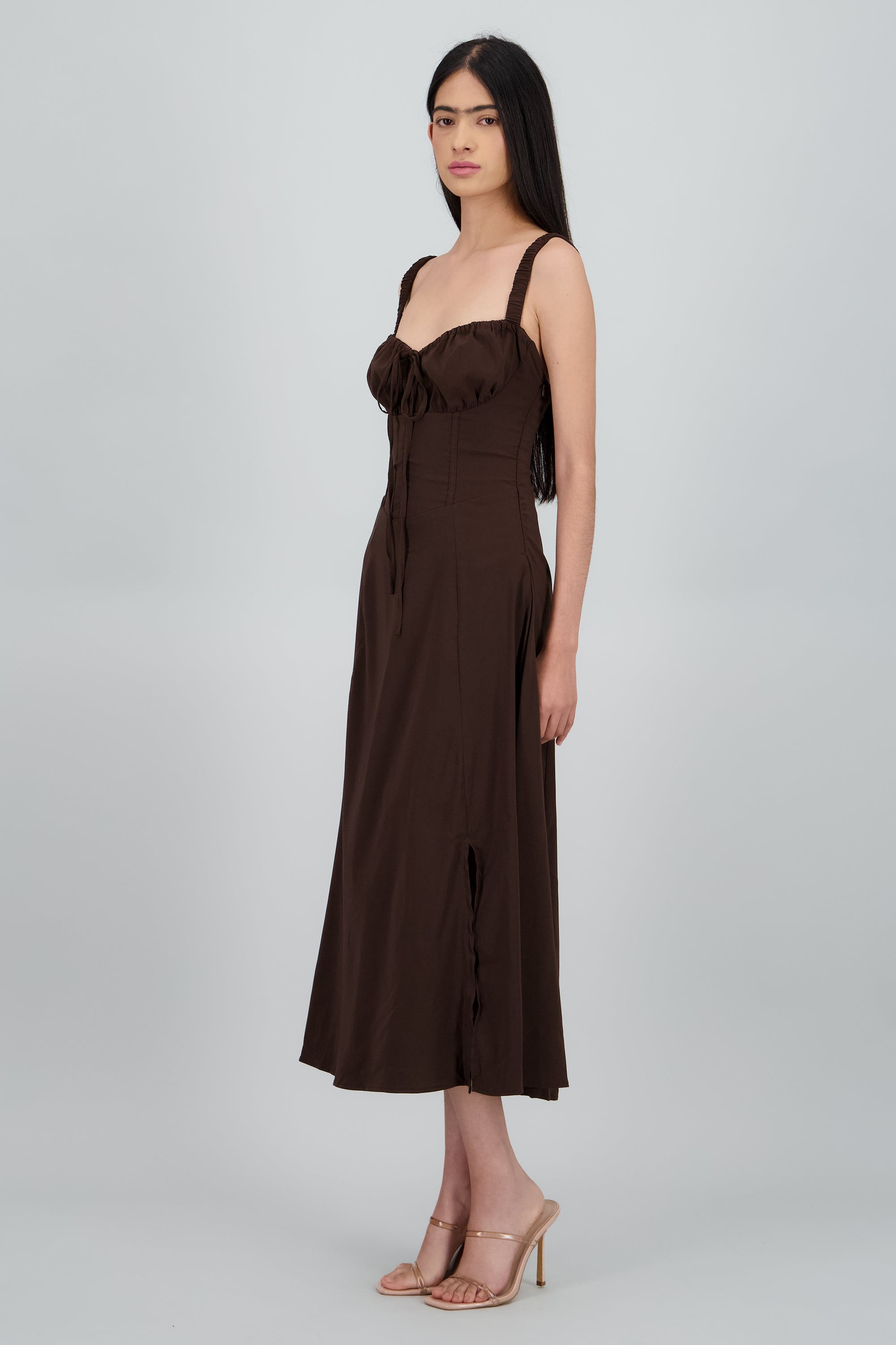 Vestido liso maxi CAFE