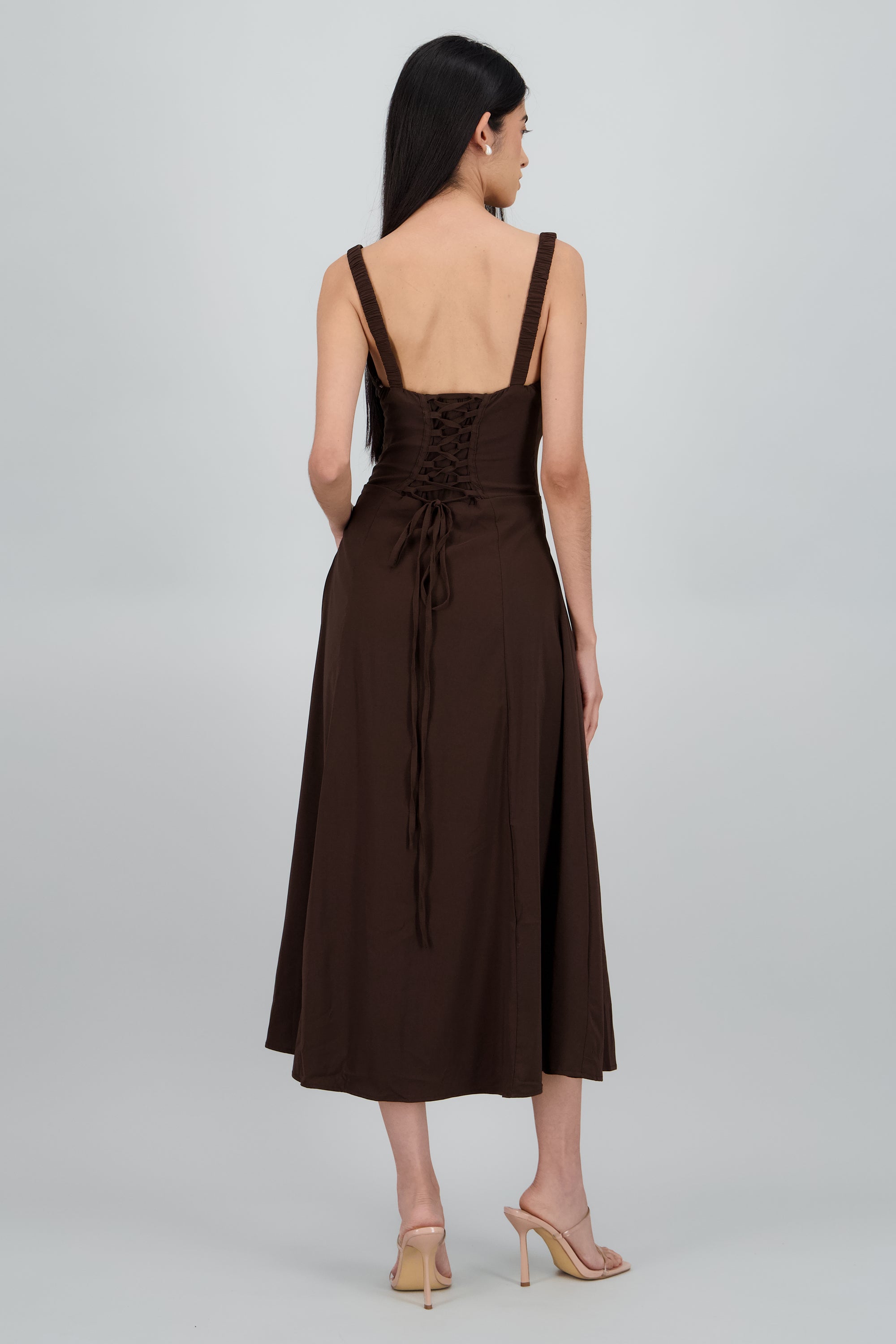 Vestido liso maxi CAFE