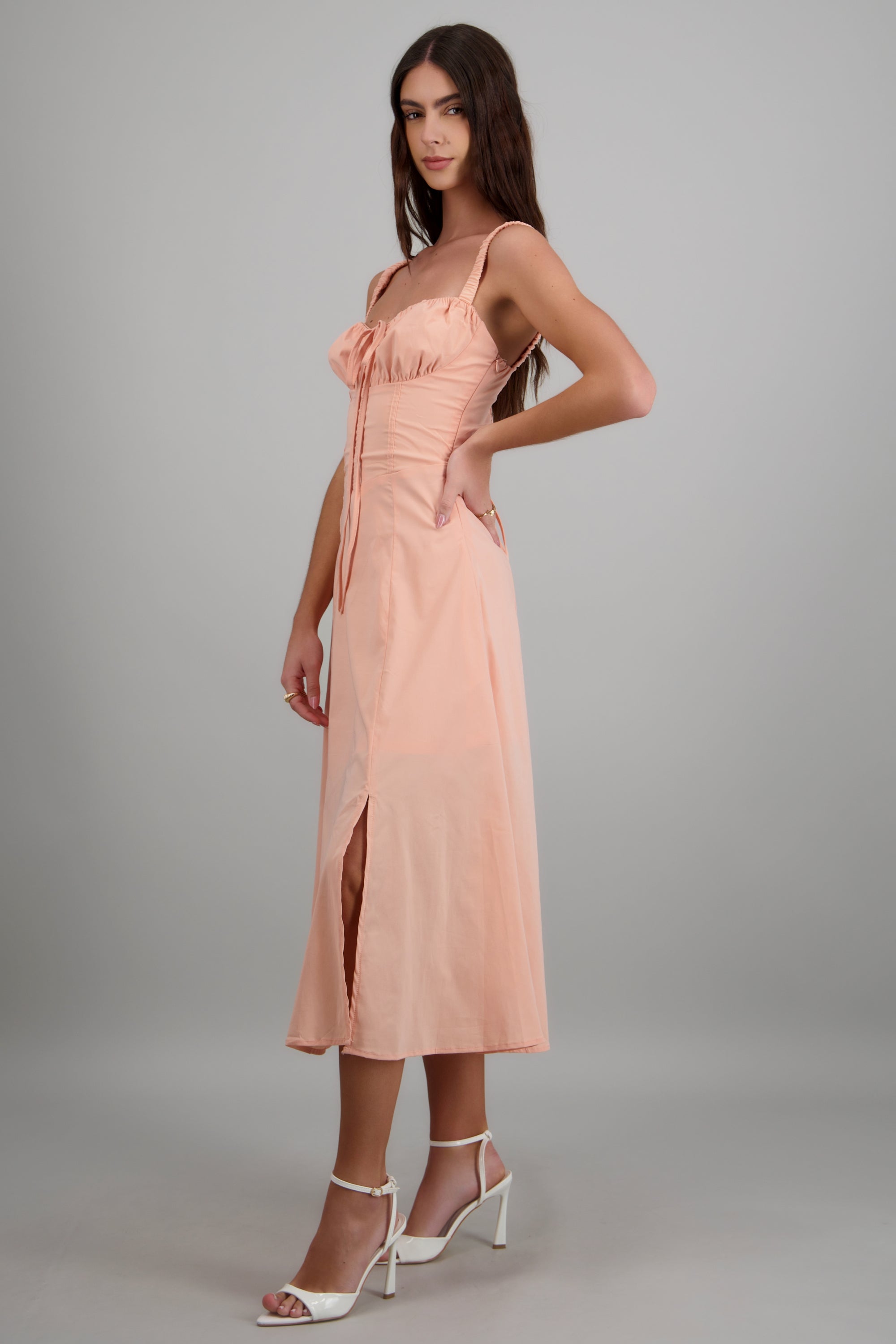 Vestido liso maxi DURAZNO