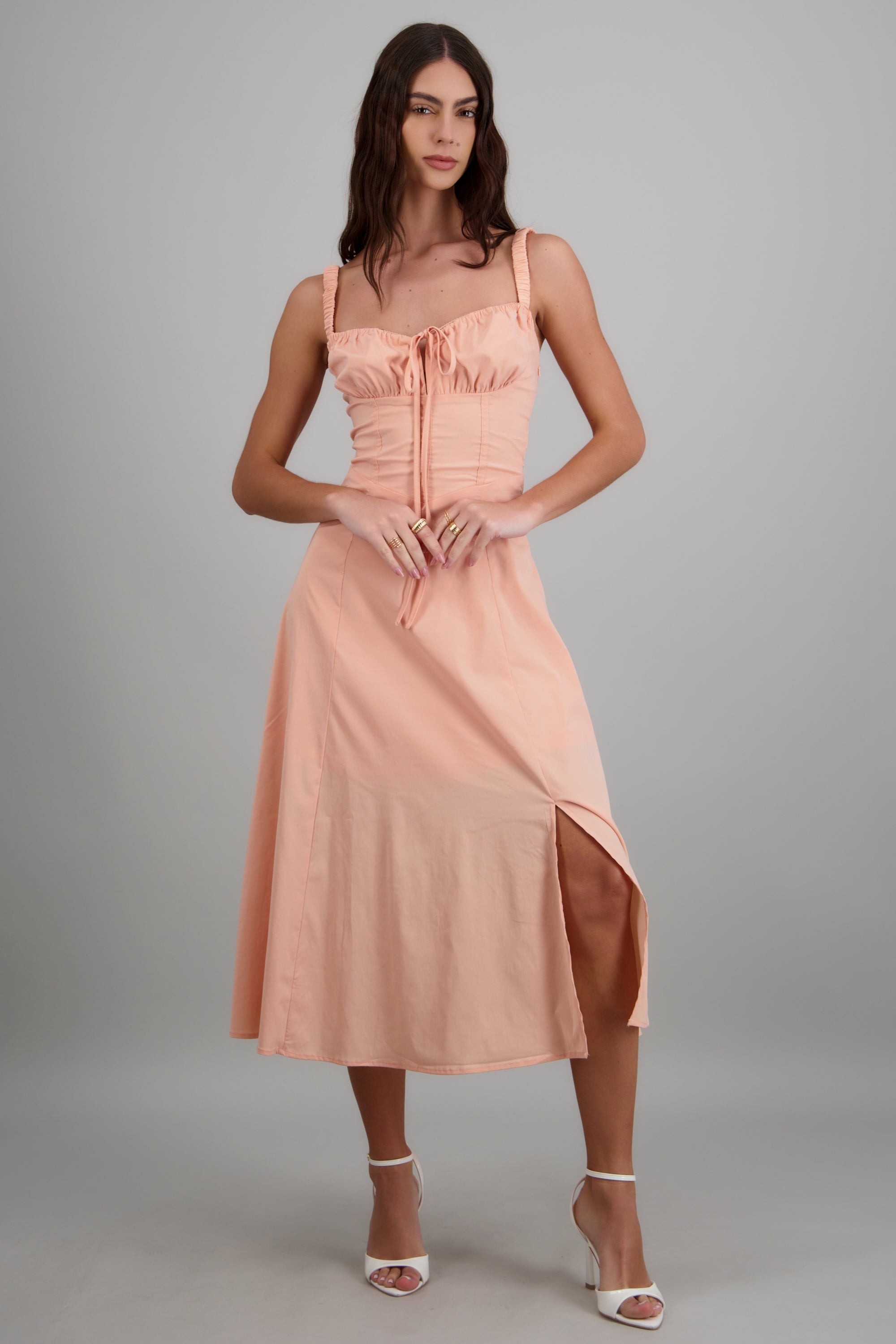 Vestido liso maxi DURAZNO