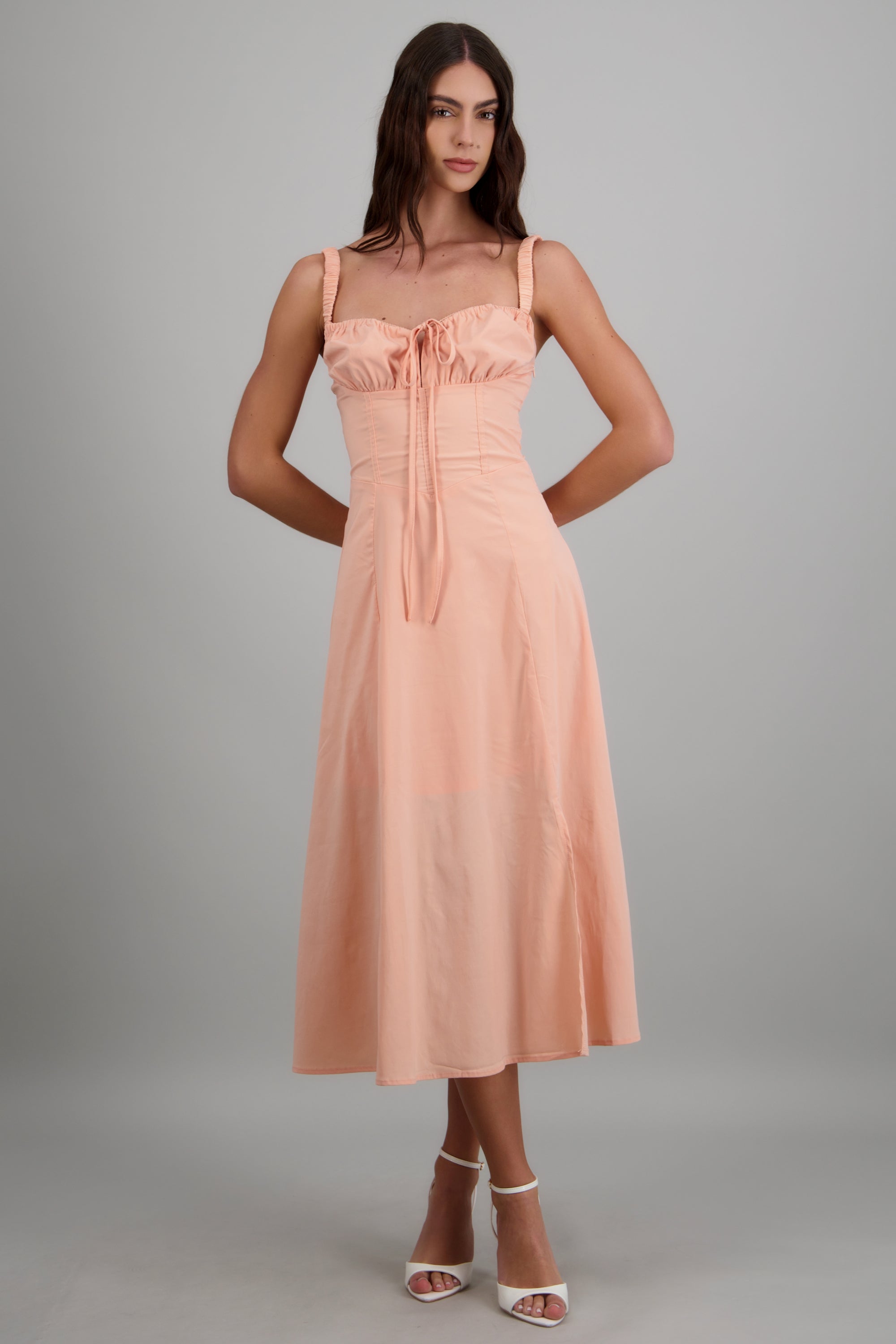 Vestido liso maxi DURAZNO