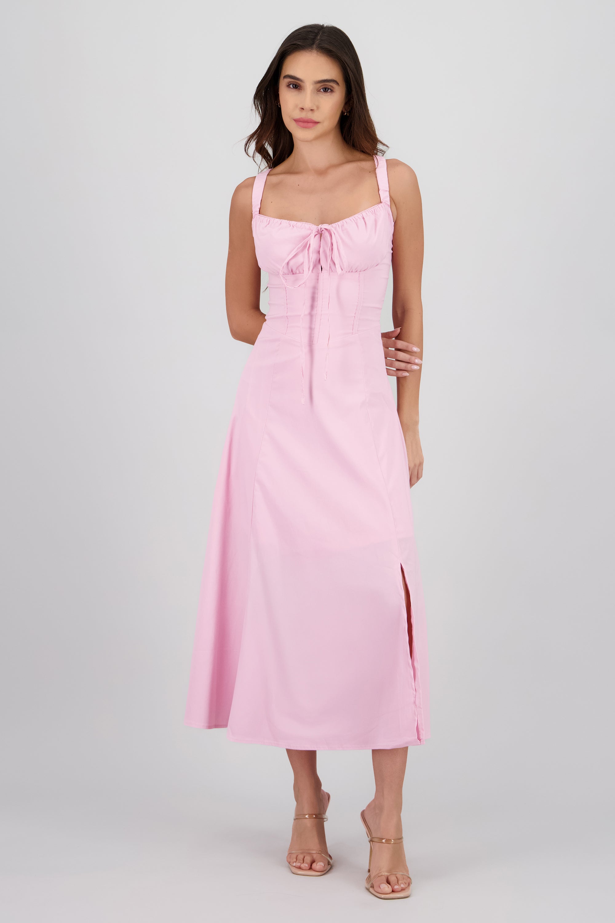 Vestido liso maxi ROSA PASTEL