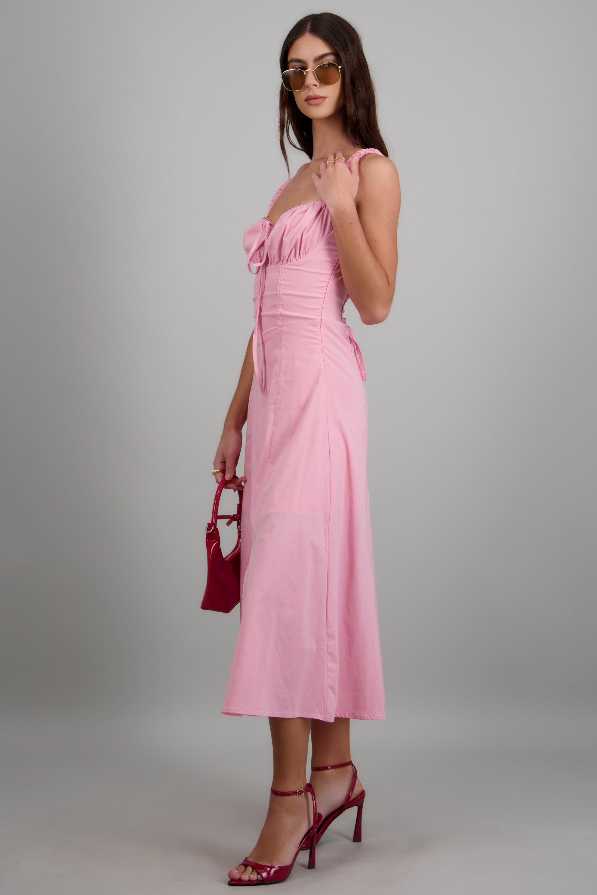 Vestido liso maxi ROSA BRILLANTE