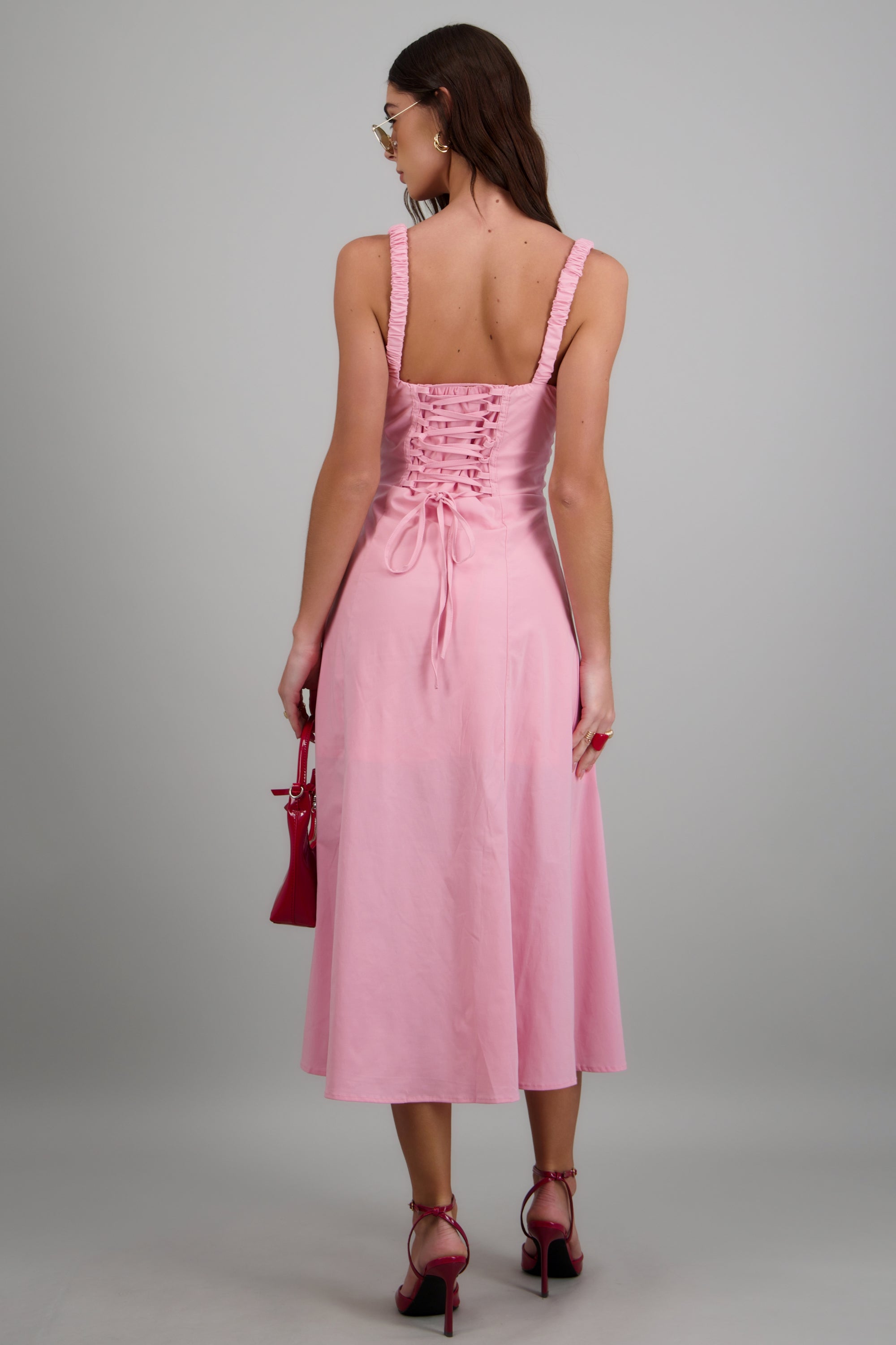 Vestido liso maxi ROSA BRILLANTE