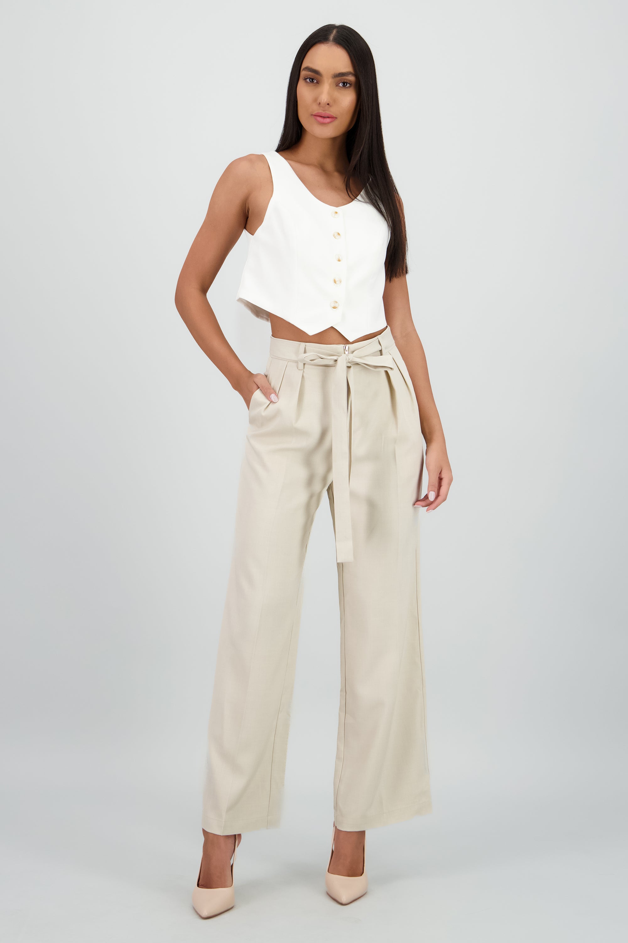 Pantalon sastre detalle cinturon de tiras ARENA