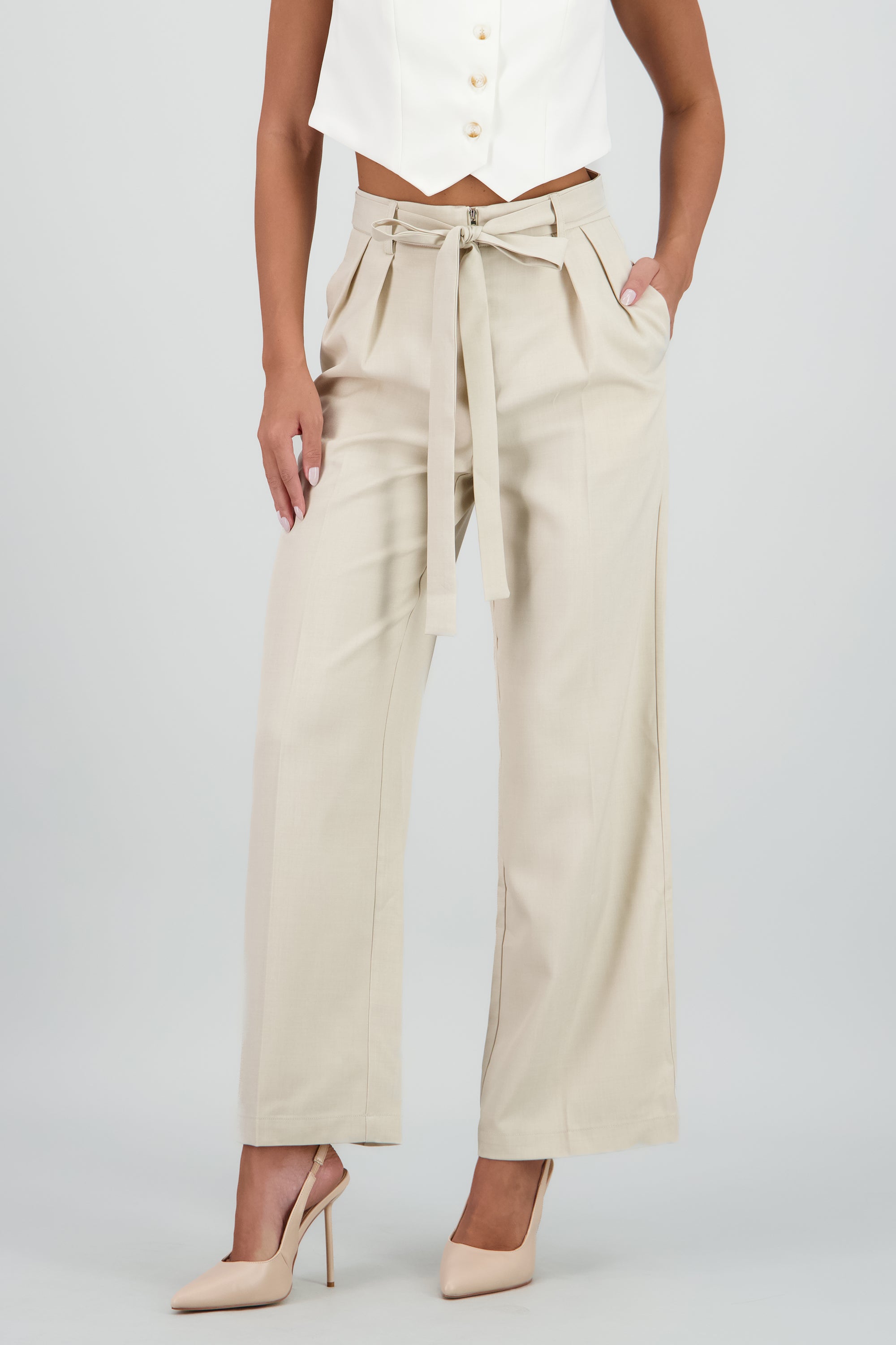 Pantalon sastre detalle cinturon de tiras ARENA
