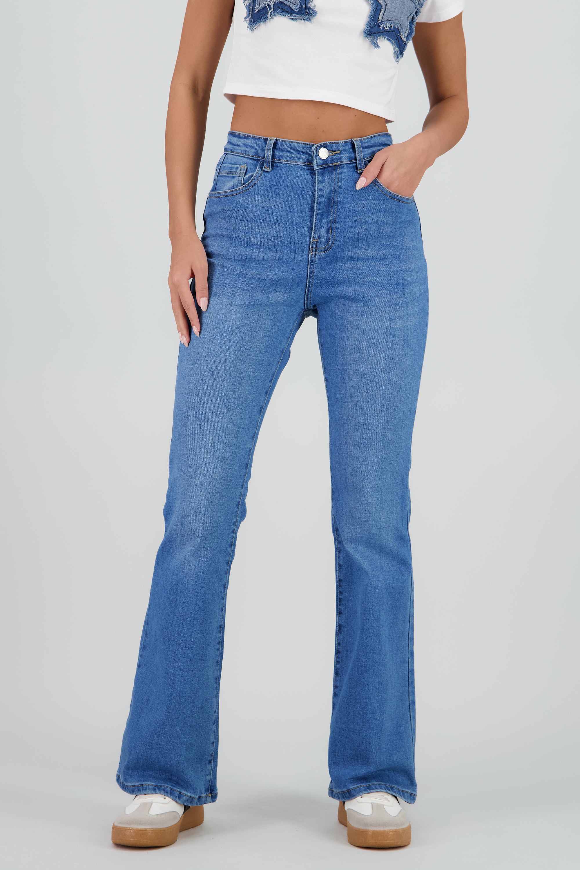 Jeans flare mid rise STONE MEDIO