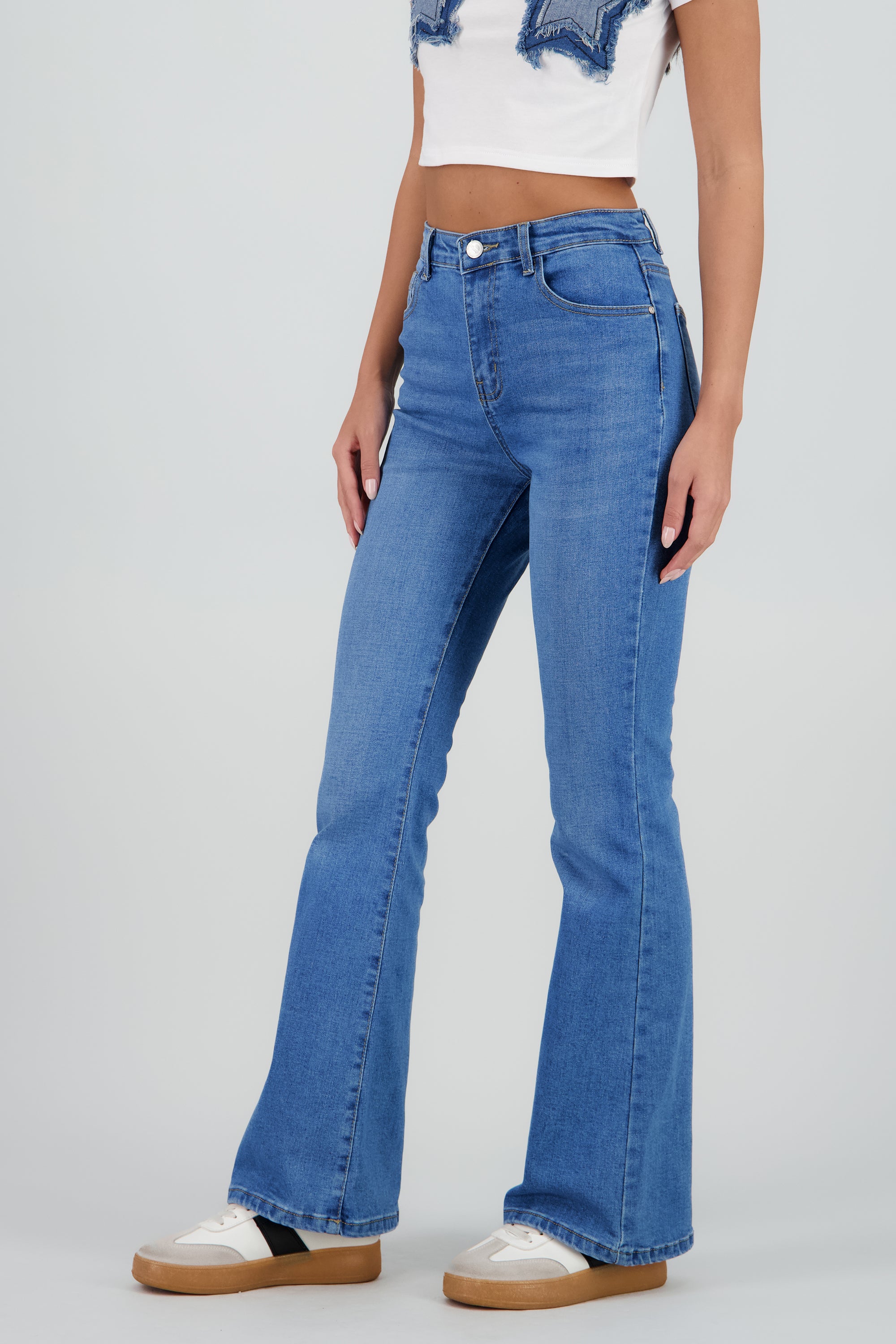 Jeans flare mid rise STONE MEDIO