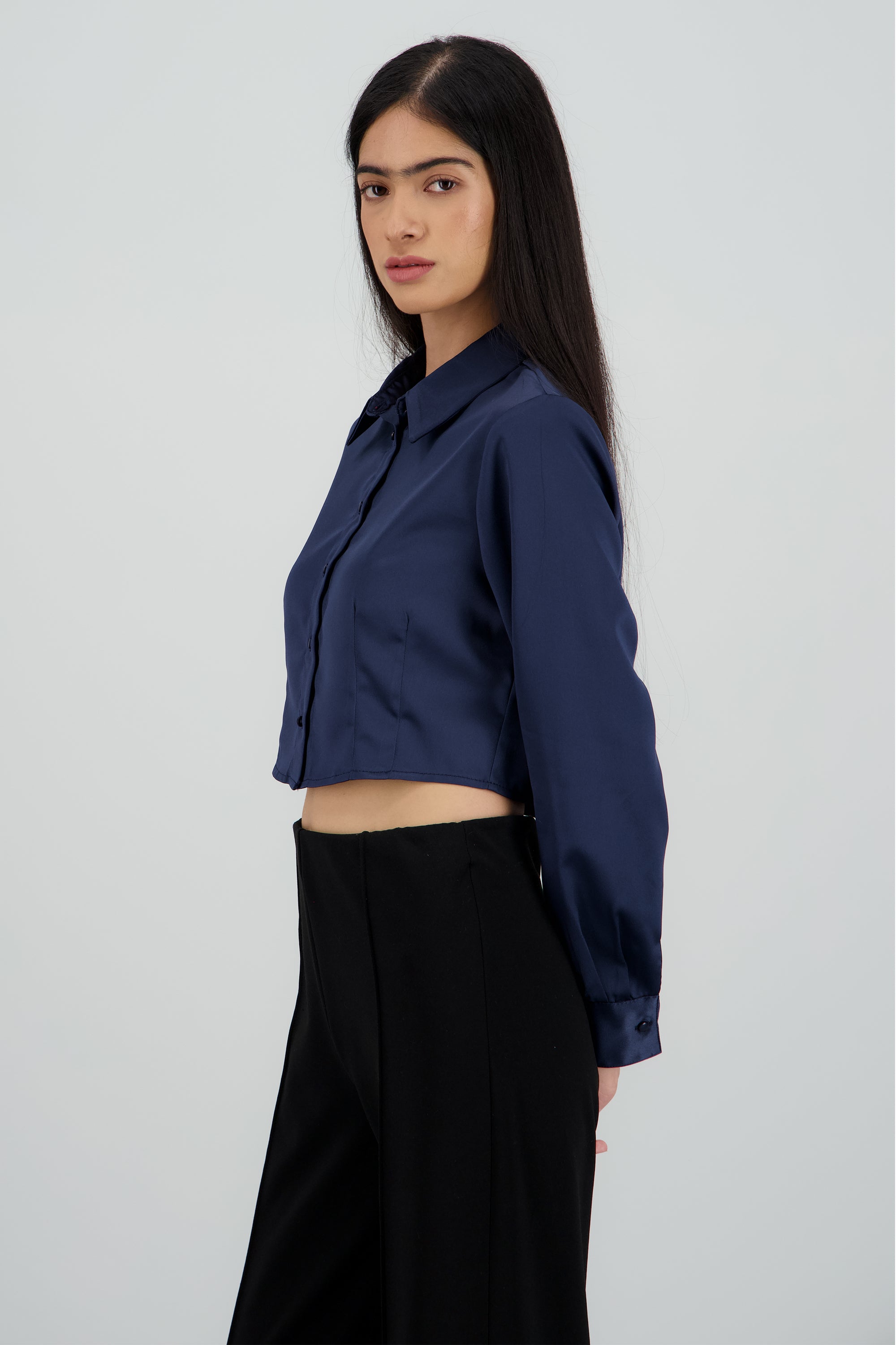 Camisa manga larga cuello detalle pinza MARINO