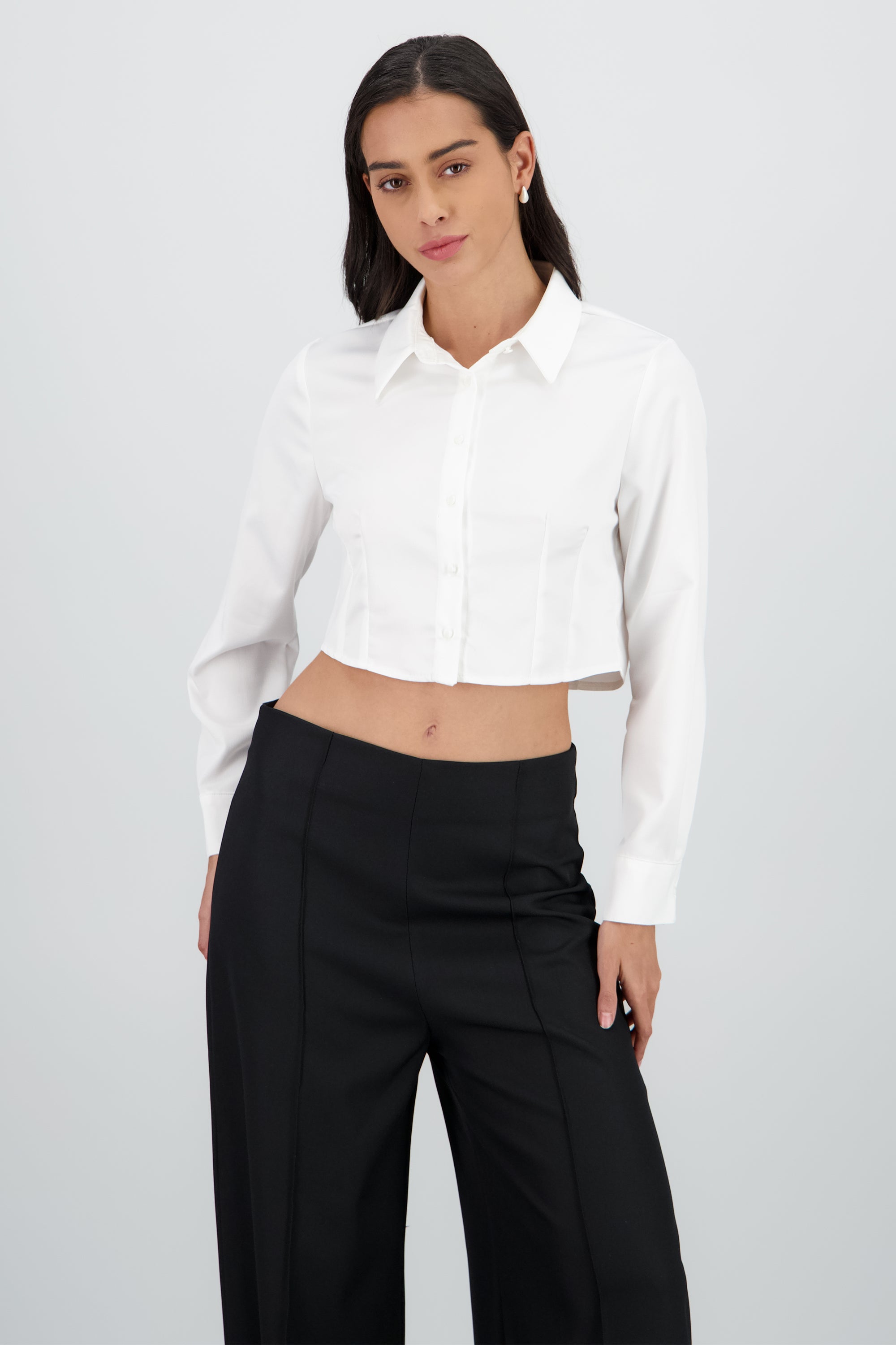Camisa manga larga cuello detalle pinza BLANCO