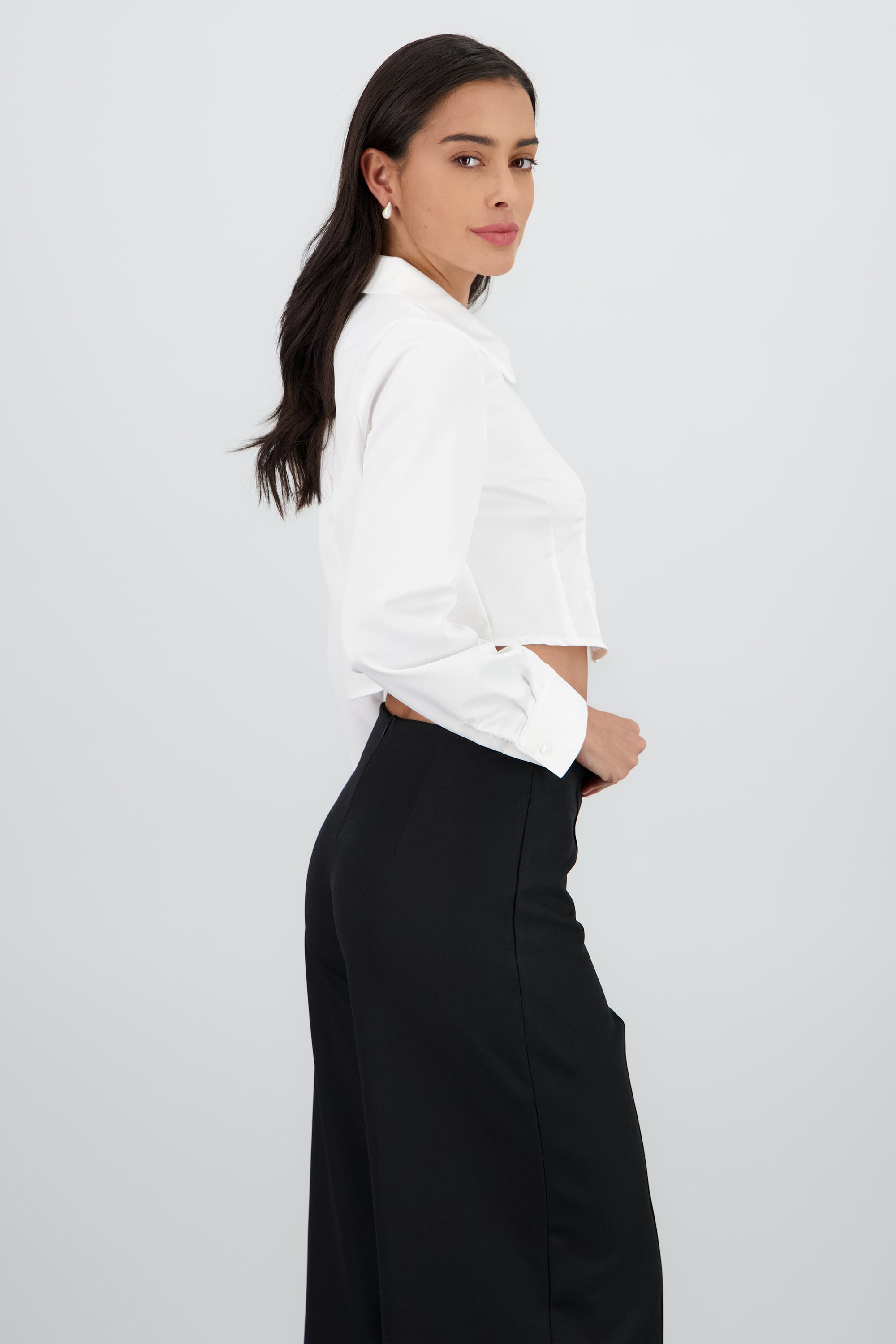 Camisa manga larga cuello detalle pinza BLANCO