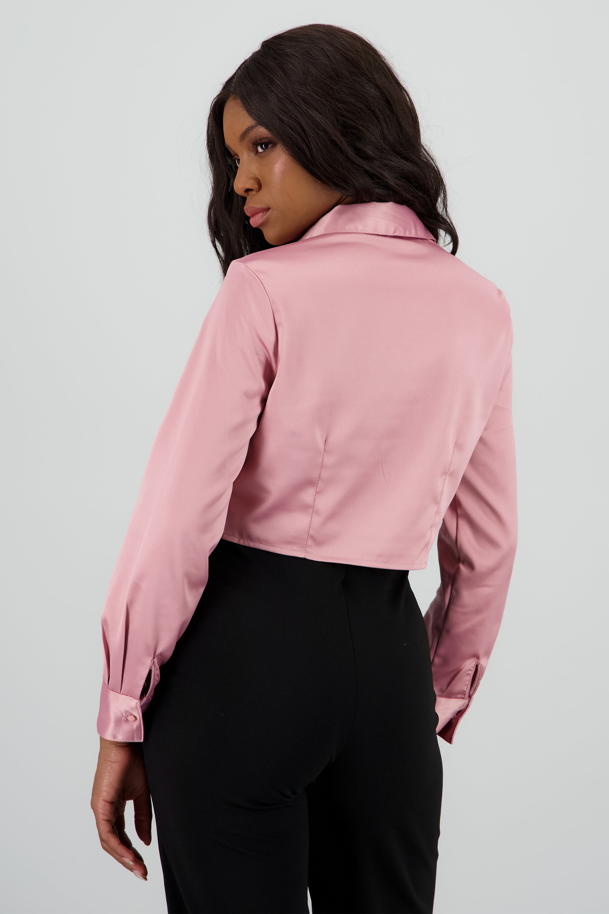Camisa manga larga cuello detalle pinza PALO DE ROSA