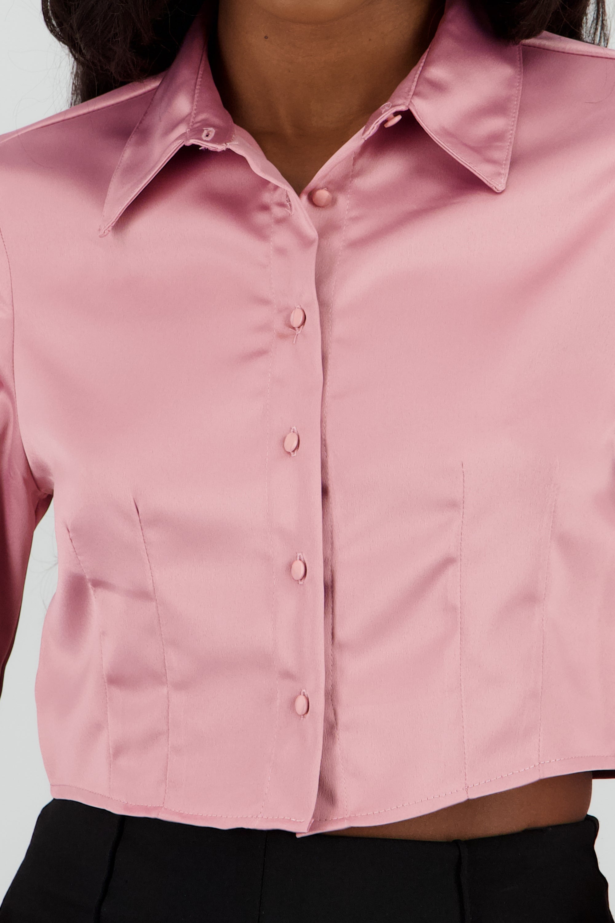 Camisa manga larga cuello detalle pinza PALO DE ROSA