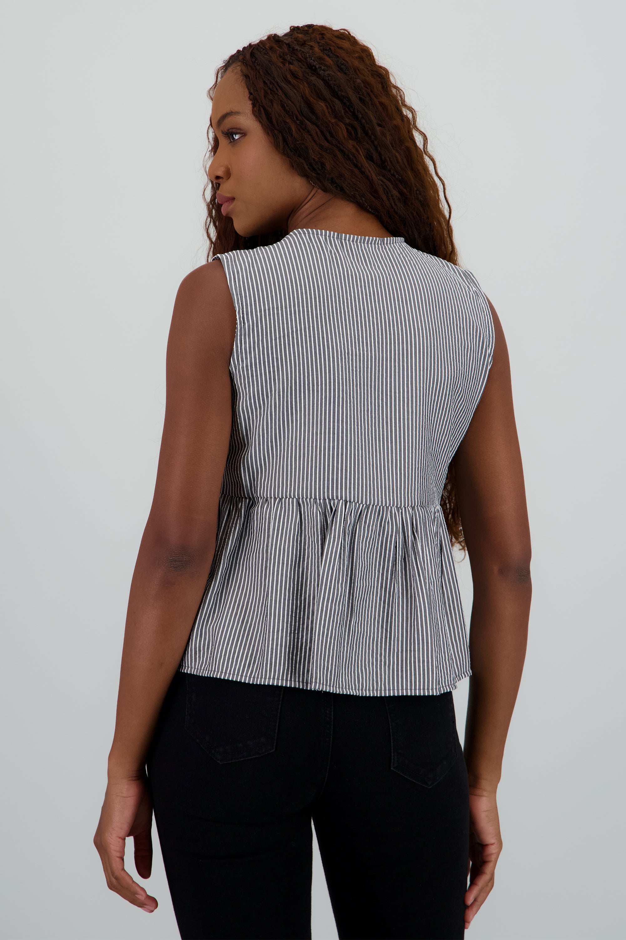 Blusa sin manga detalle olan lazos NEGRO COMBO