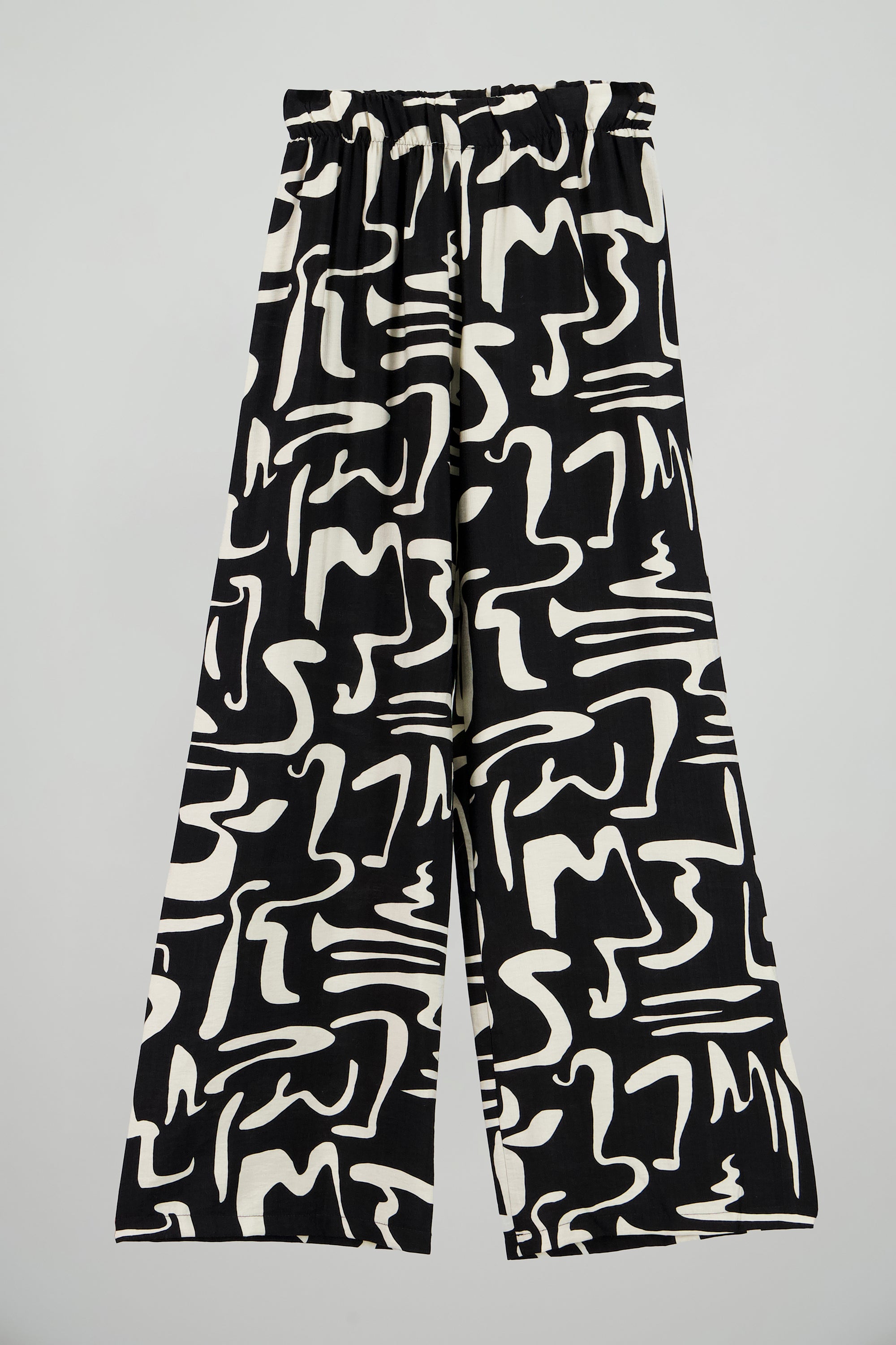Pantalon wide leg estampado abstracto NEGRO COMBO