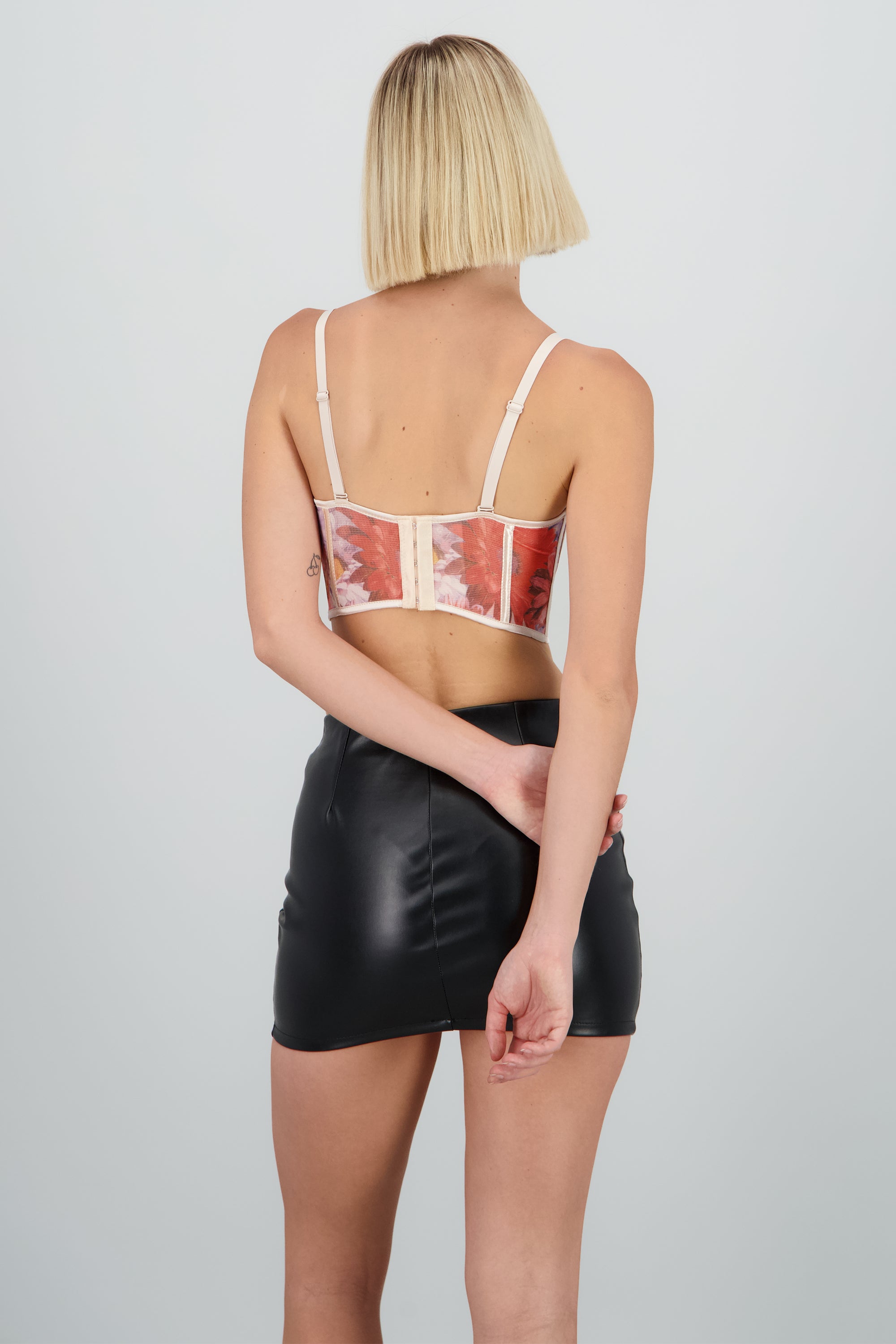 Corset varillas estampado flores ROJO COMBO